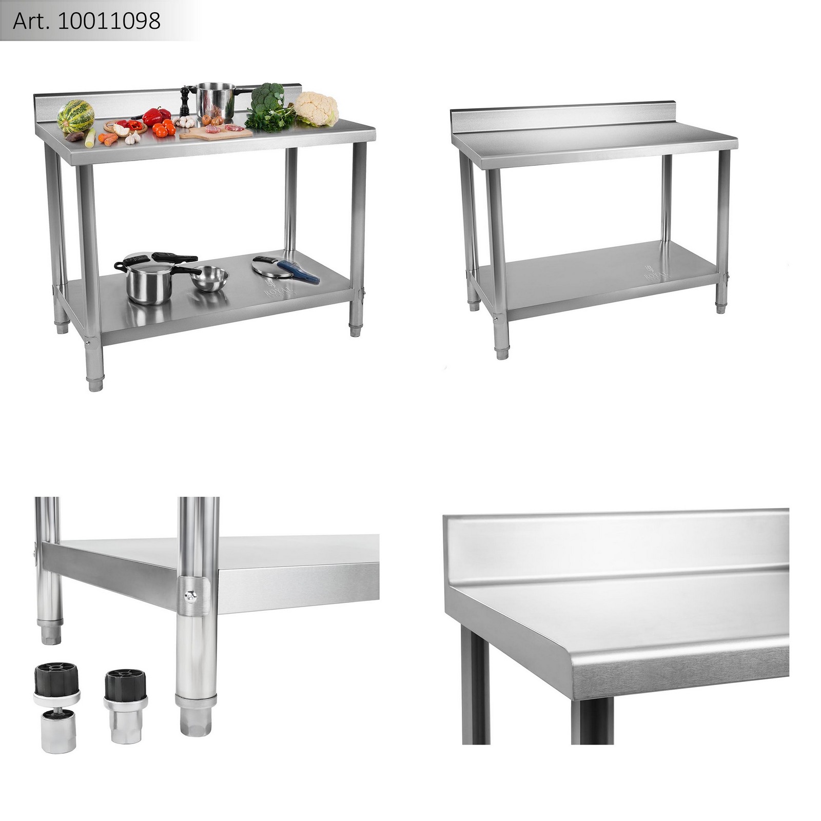 Royal Catering RCAT 150 60 N Table De Travail Inox Avec Rebord 150 X 60