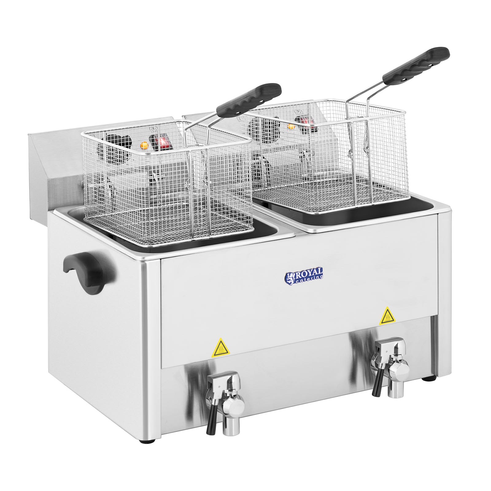2 x 13 LITRES DOUBLE DEEP FAT FRYER STAINLESS STEEL 2x 3250W 60190°C