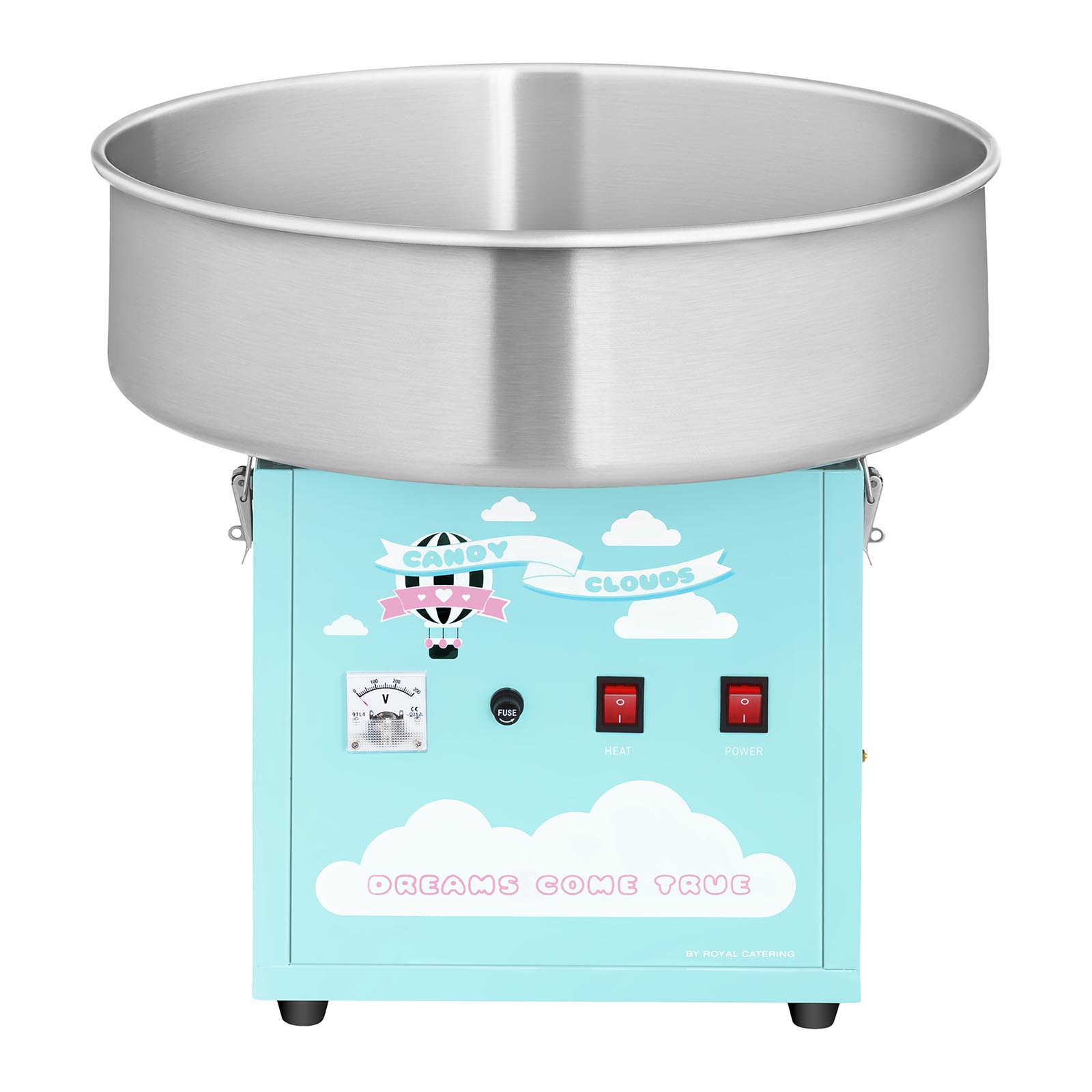 Zuckerwattemaschine Set Spuckschutz 52 cm Zuckerwattegerät 1200 W türkis Neu