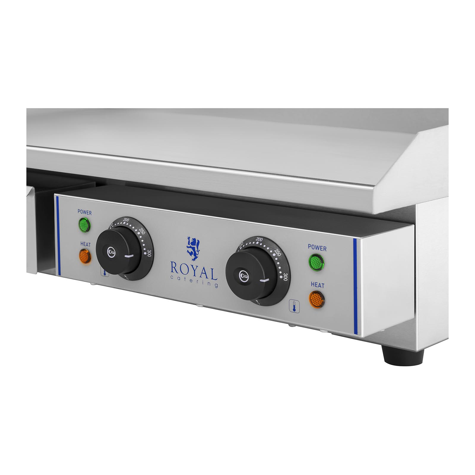 Set Elektro Grillplatte Grillbürste rund Gastrogrill Grill 50 cm glatt 3200 W