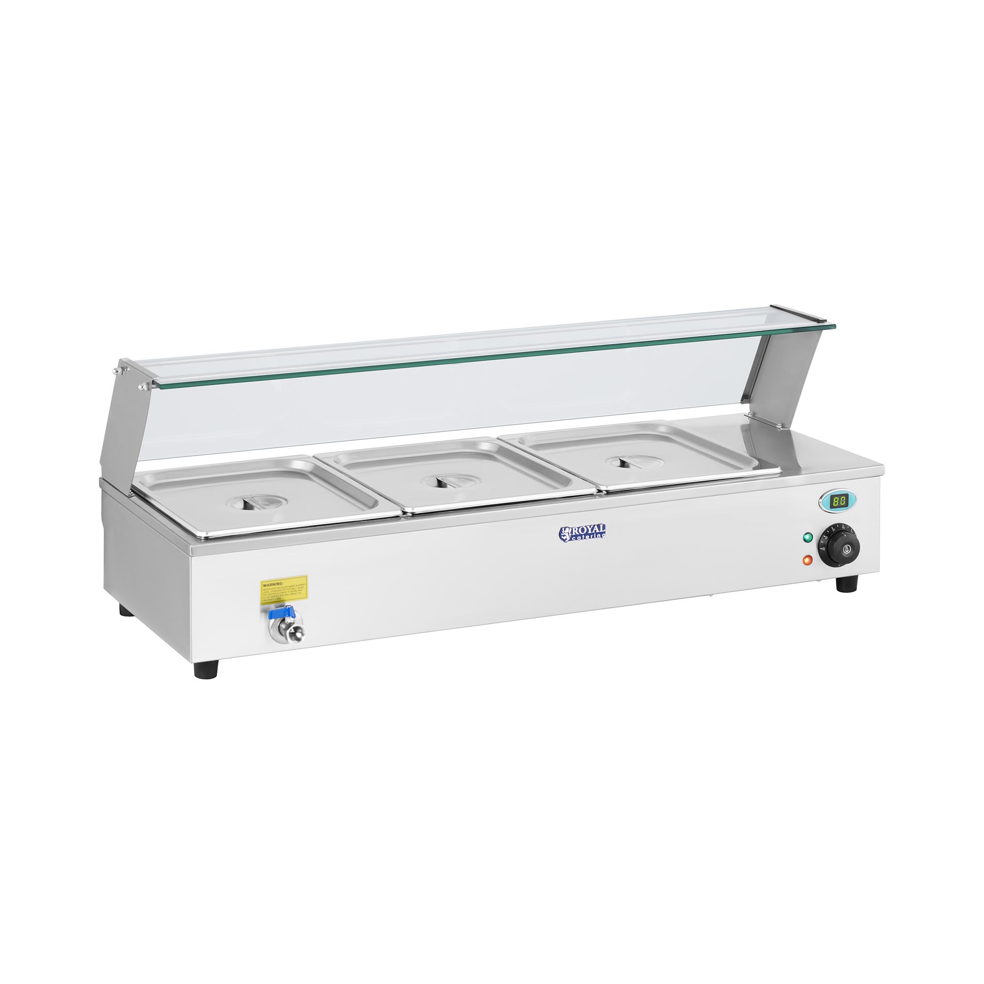 Royal Catering Bain Marie - 3 x GN - 1/2 - Ablasshahn RCBM-3