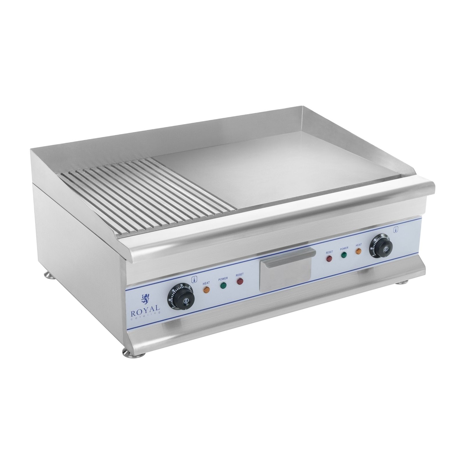 Royal Catering Doppel Elektro Grillplatte - 75 cm - glatt/geriffelt - 2 x 3200 W RCG 75G