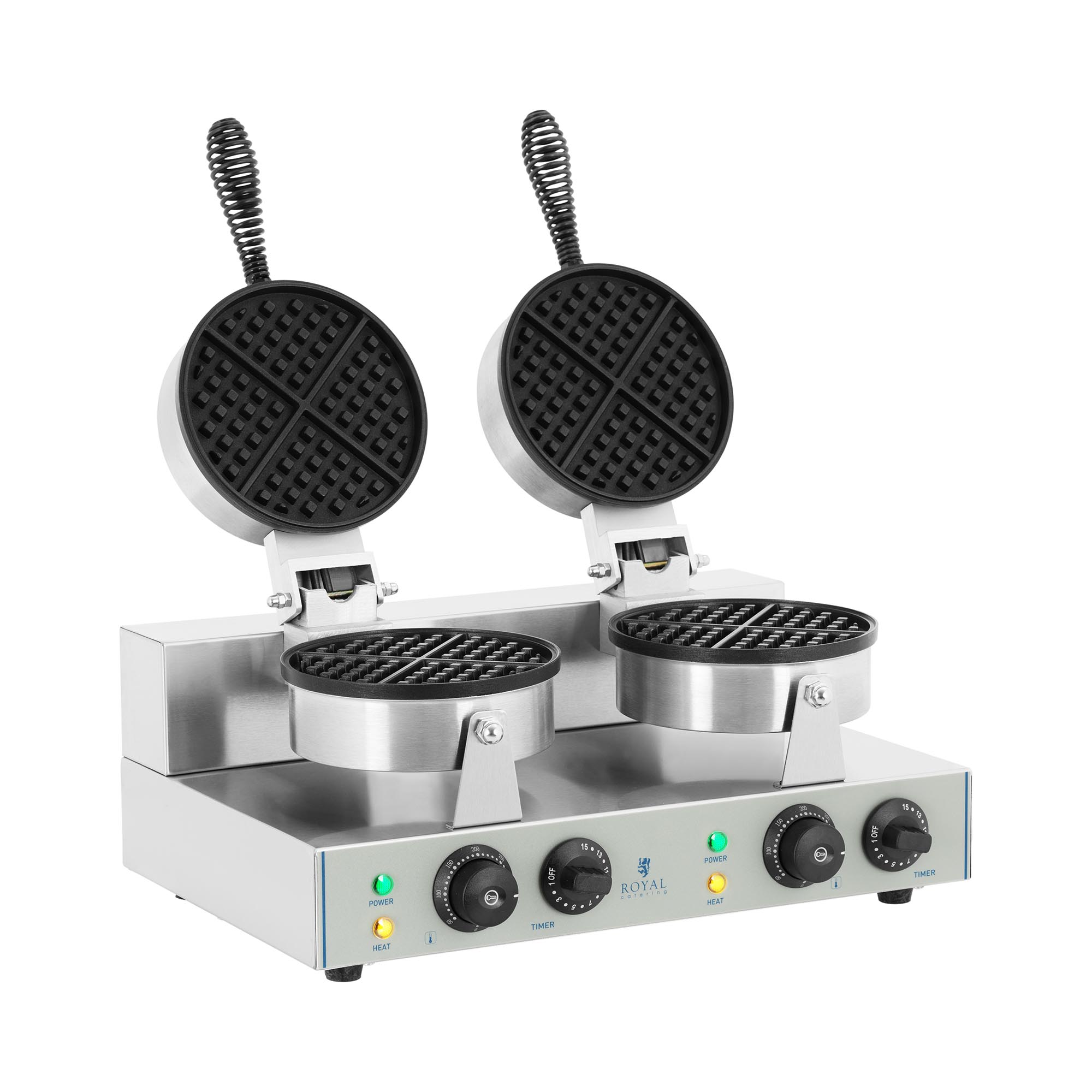 Royal Catering Doppel-Waffeleisen mit 2 x 1.300 Watt - rund RCWM-2600-R