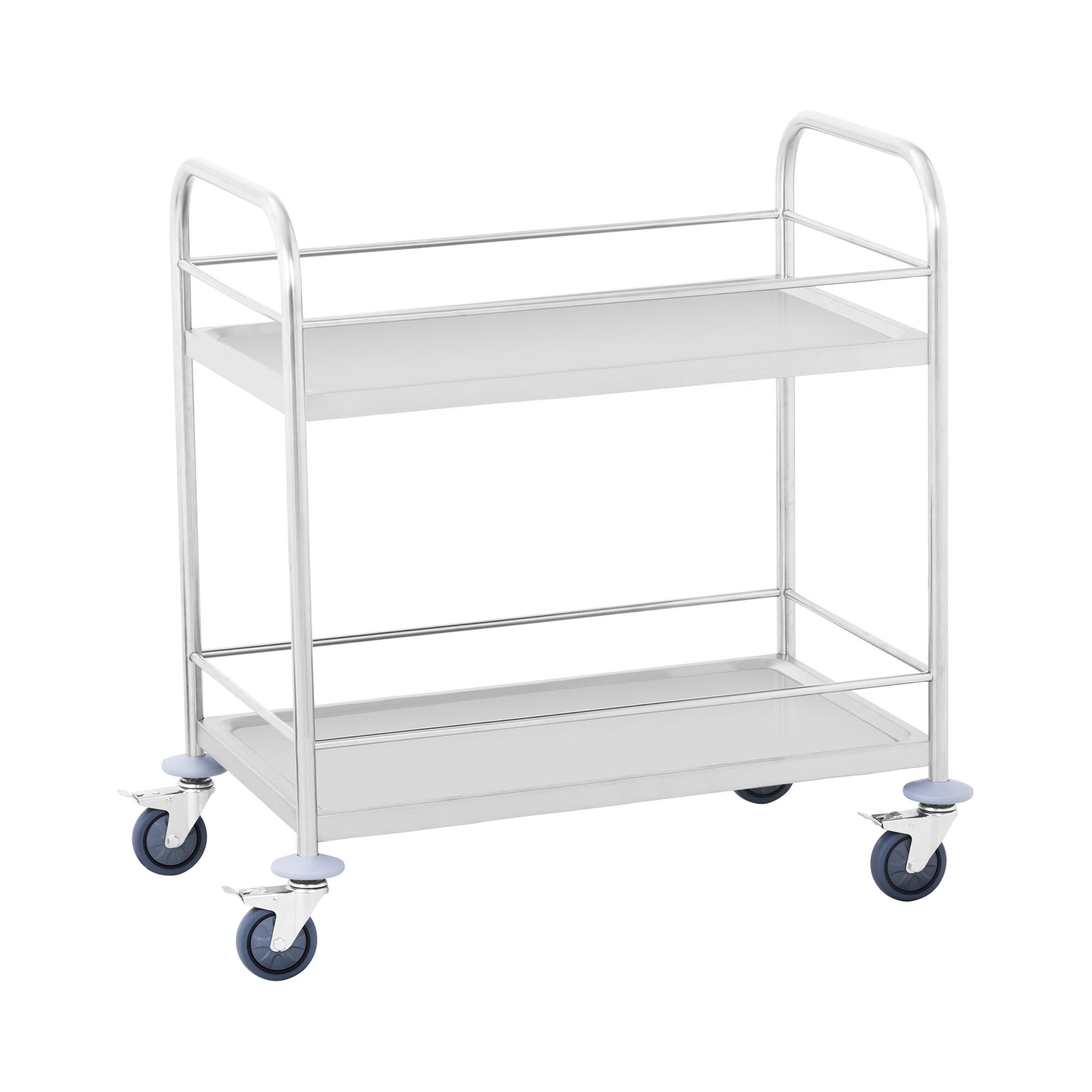 Servierwagen - Edelstahl - 2 Borde mit Reling - Ablagen: 82 x 50 cm - 300 kg - Royal Catering RCBW 2