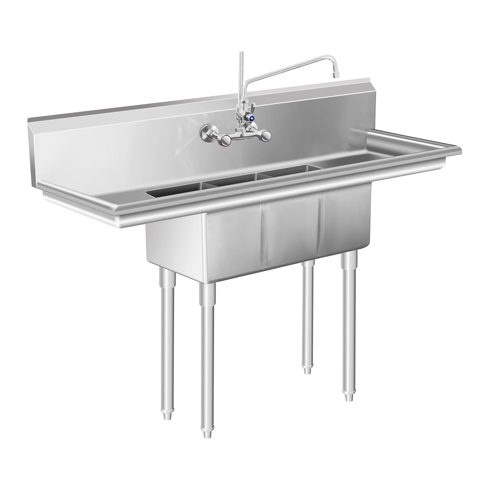 Spoeltafel - 3 spoelbakken - 50 x 150 x 110 cm