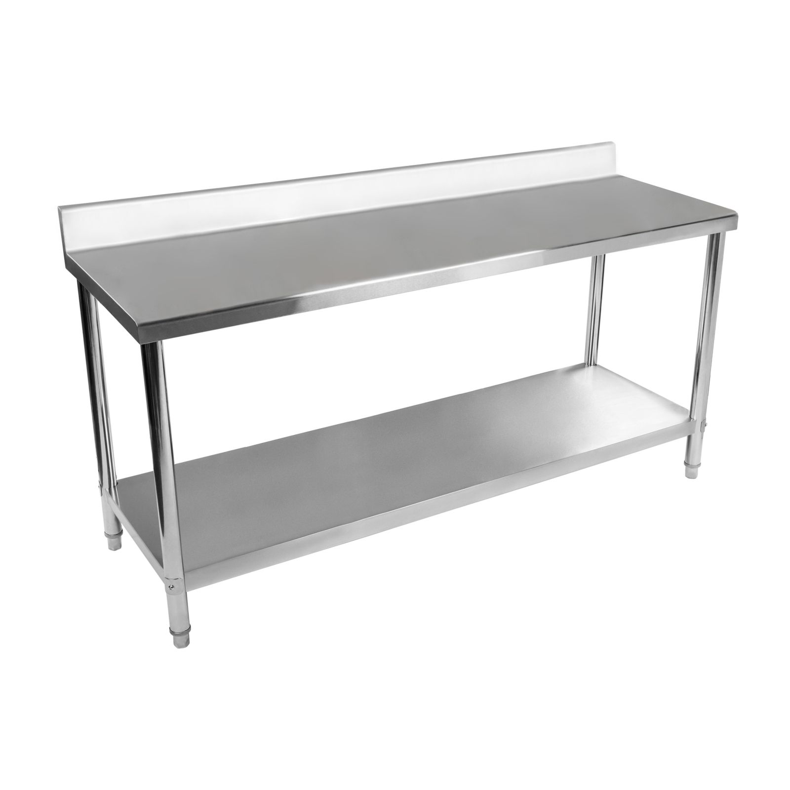 Edelstahl-Arbeitstisch - ECO - 200 x 60 cm - 195 kg - Aufkantung - Royal Catering RCAT-200/60-S