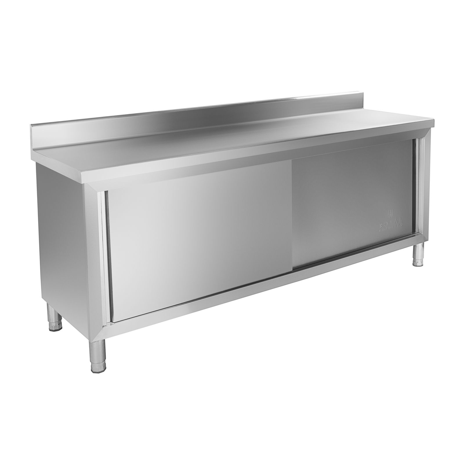 Edelstahl-Arbeitsschrank - ECO - 200 x 60 cm - 160 kg - Aufkantung - Royal Catering RCAT-200/60-C