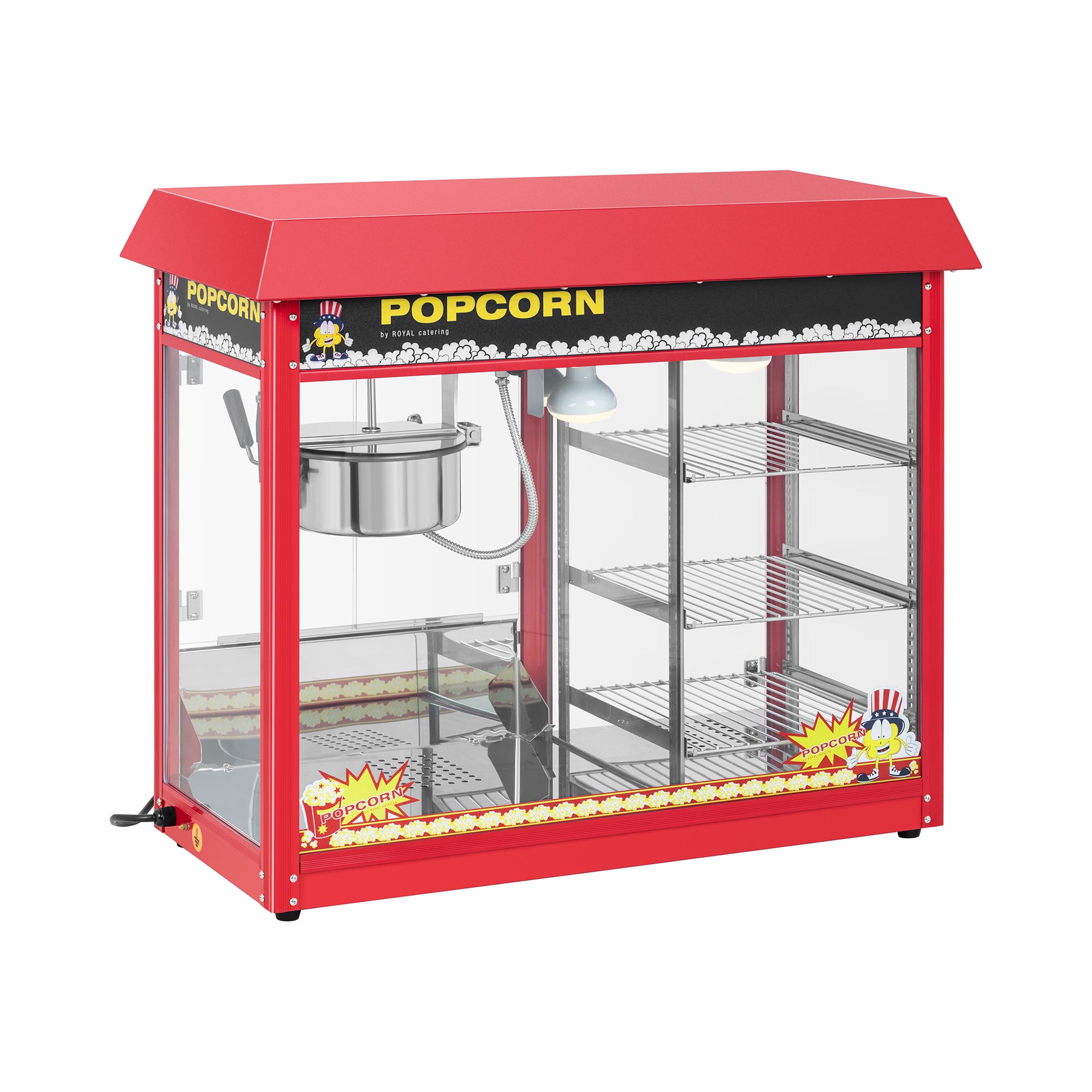 Popcornmaschine - 1700 W - 5 kg/h - beheizte Auslage - rot - Royal Catering RCPC-16E