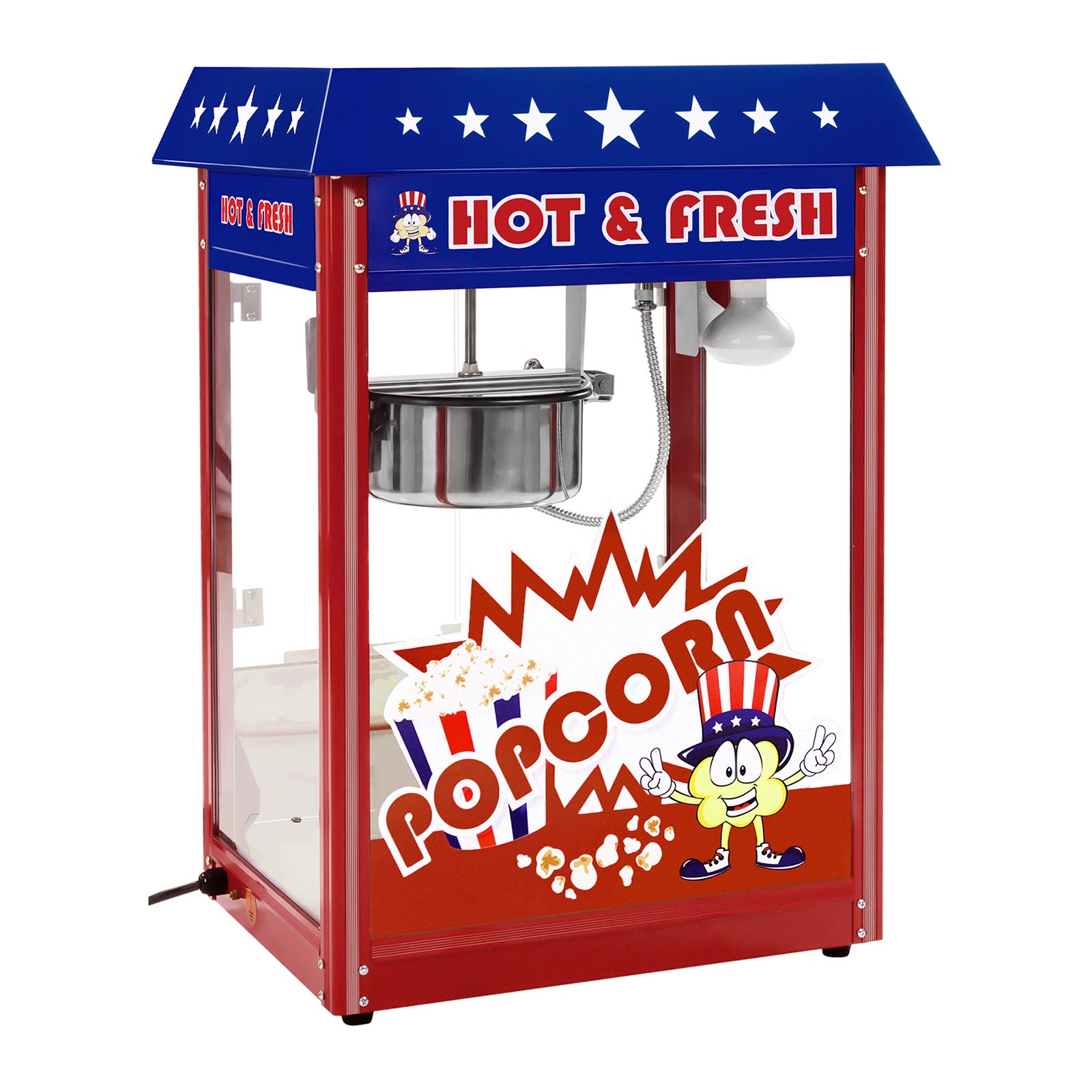 Popcornmaschine - 1600 W - 5 kg/h - USA-Design - rot - Royal Catering RCPR-16.1