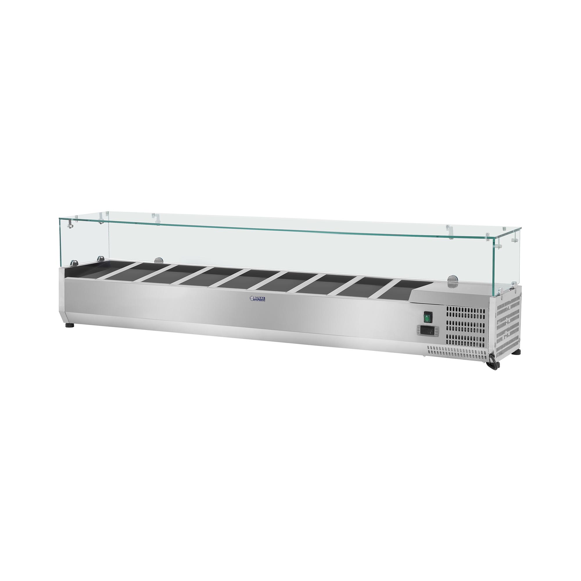Opzetkoelvitrine - 180 x 33 cm - glasafdekking