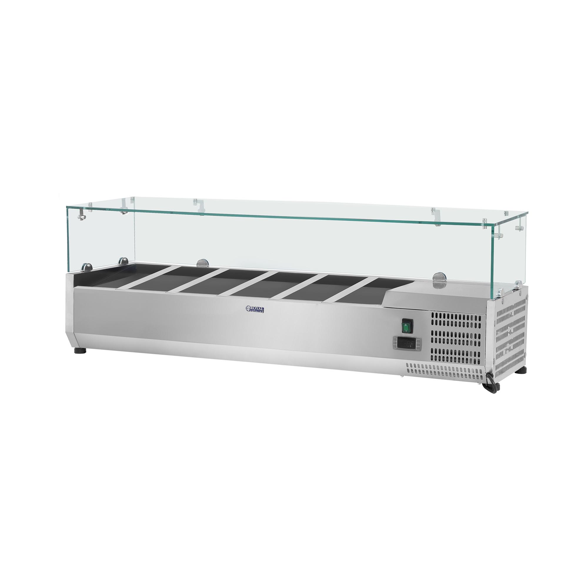 Royal Catering Kühlaufsatzvitrine - 140 x 33 cm - Glasabdeckung RCKV-140/33-6