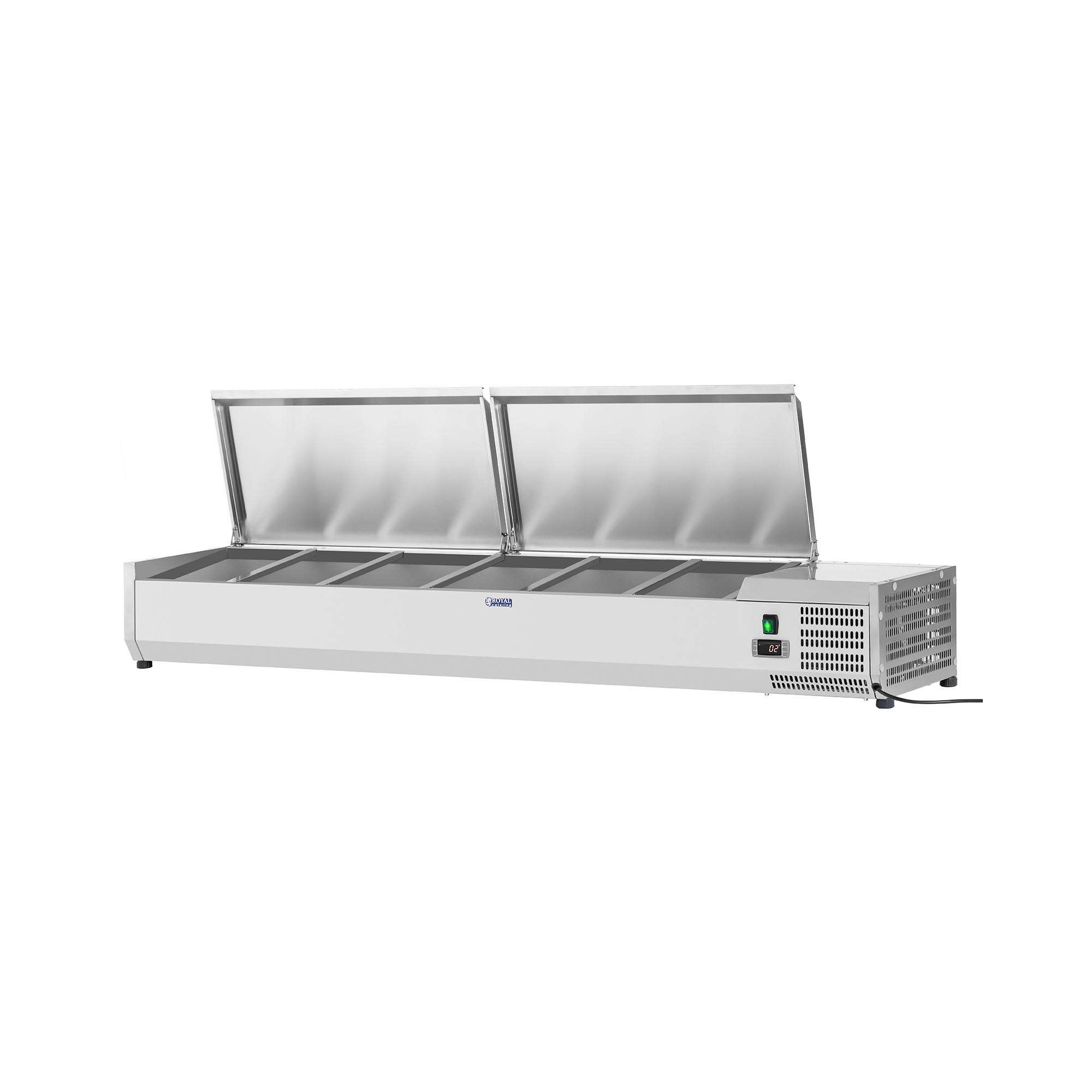 Hűtővitrin - 180 x 39 cm - 8 darab 1/3 GN edény | Royal Catering