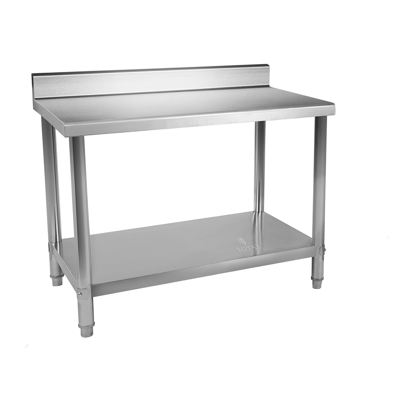 Edelstahl-Arbeitstisch - ECO - 150 x 60 cm - 130 kg - Aufkantung - Royal Catering RCAT-150/60-N