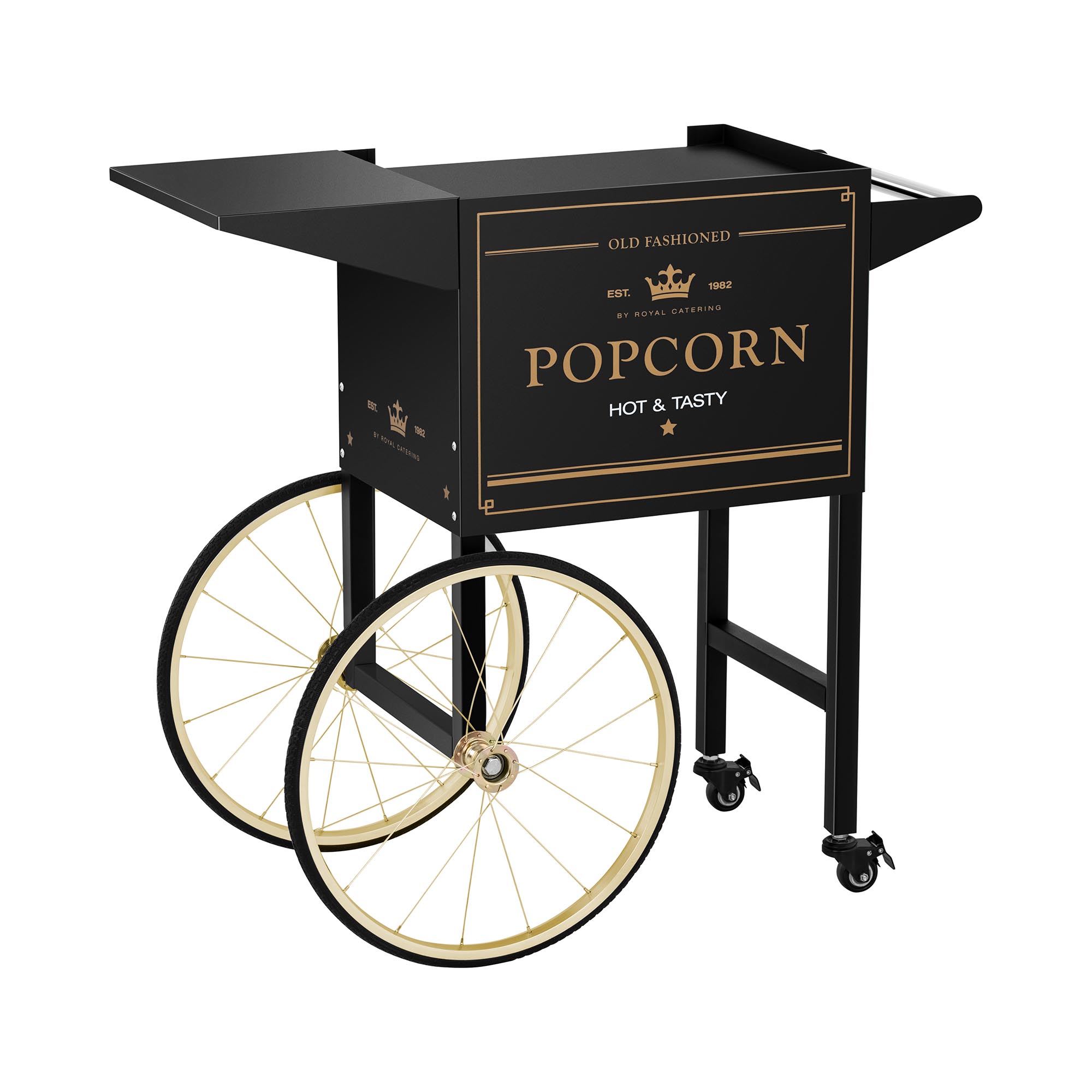 Wagen für Popcornmaschine - 51 x 37 cm - schwarz & golden - Royal Catering RCPT-BGWG-1