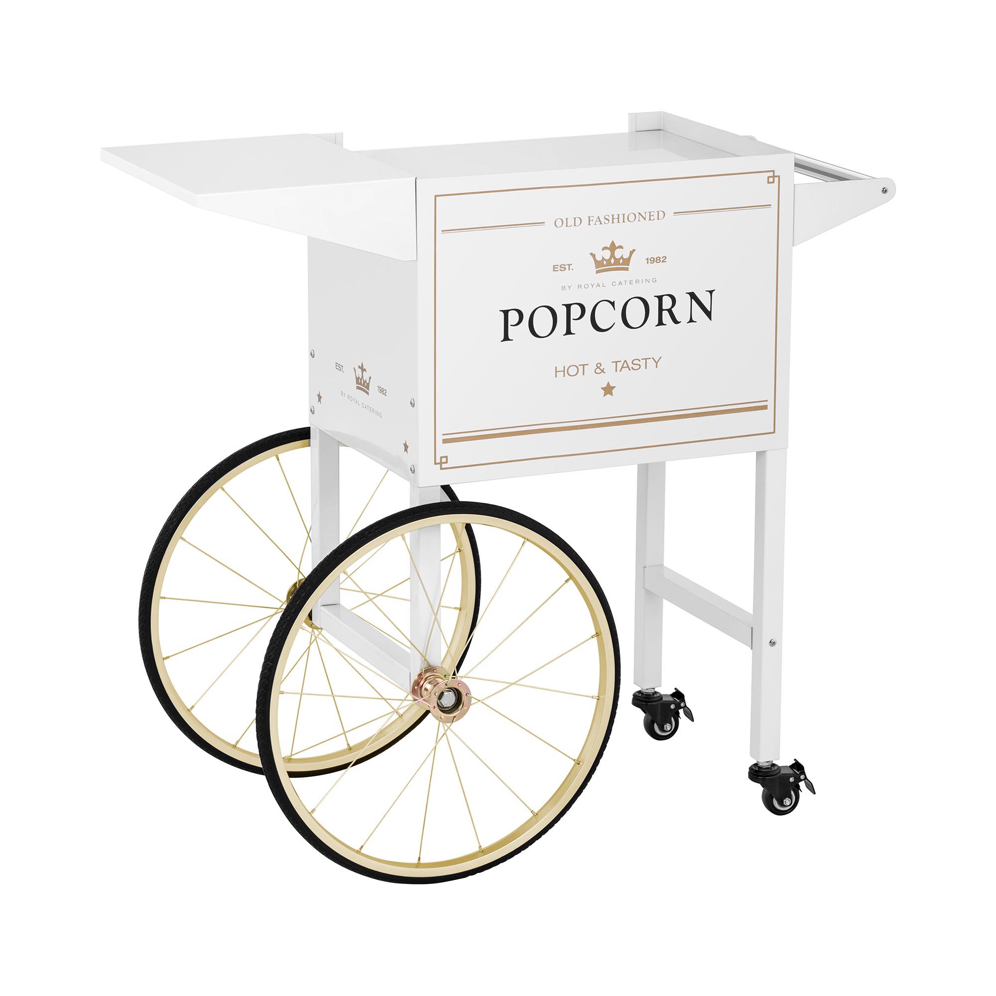 Wagen für Popcornmaschine - 51 x 37 cm - weiß & golden - Royal Catering RCPT-WGWG-1