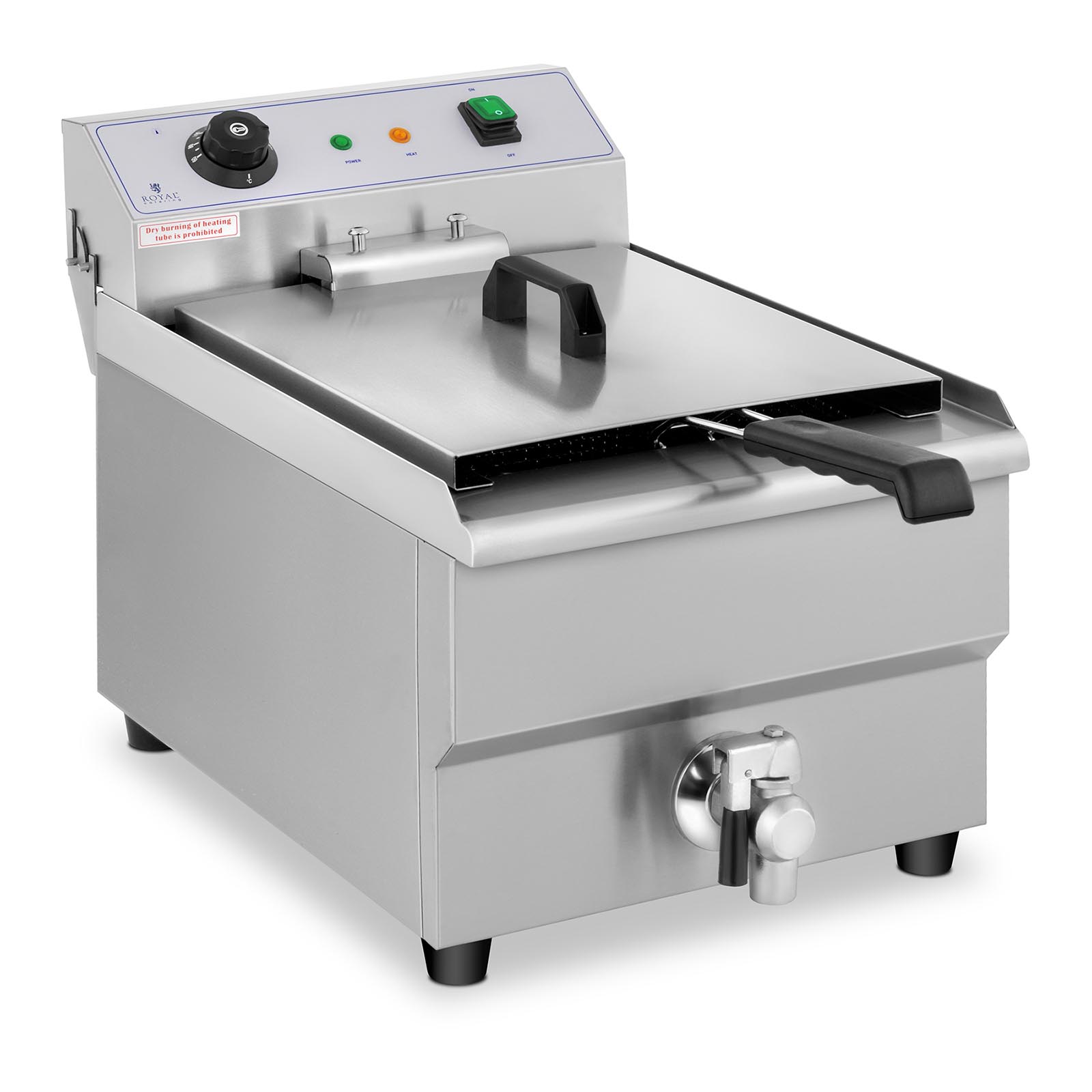 Elektro-Fritteuse - 12 l - 3500 W - Ablasshahn - Royal Catering RCEF 16EB