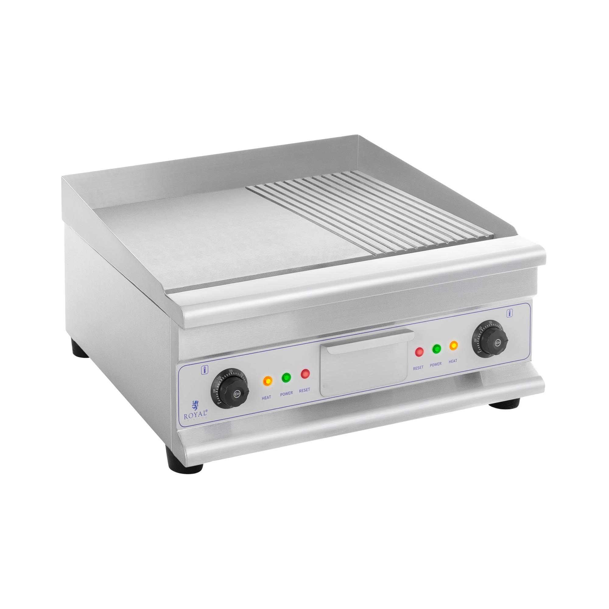 Royal Catering Elektro-Grillplatte - doppelt - 60 cm - glatt & geriffelt - 6.400 W RCG-60GB