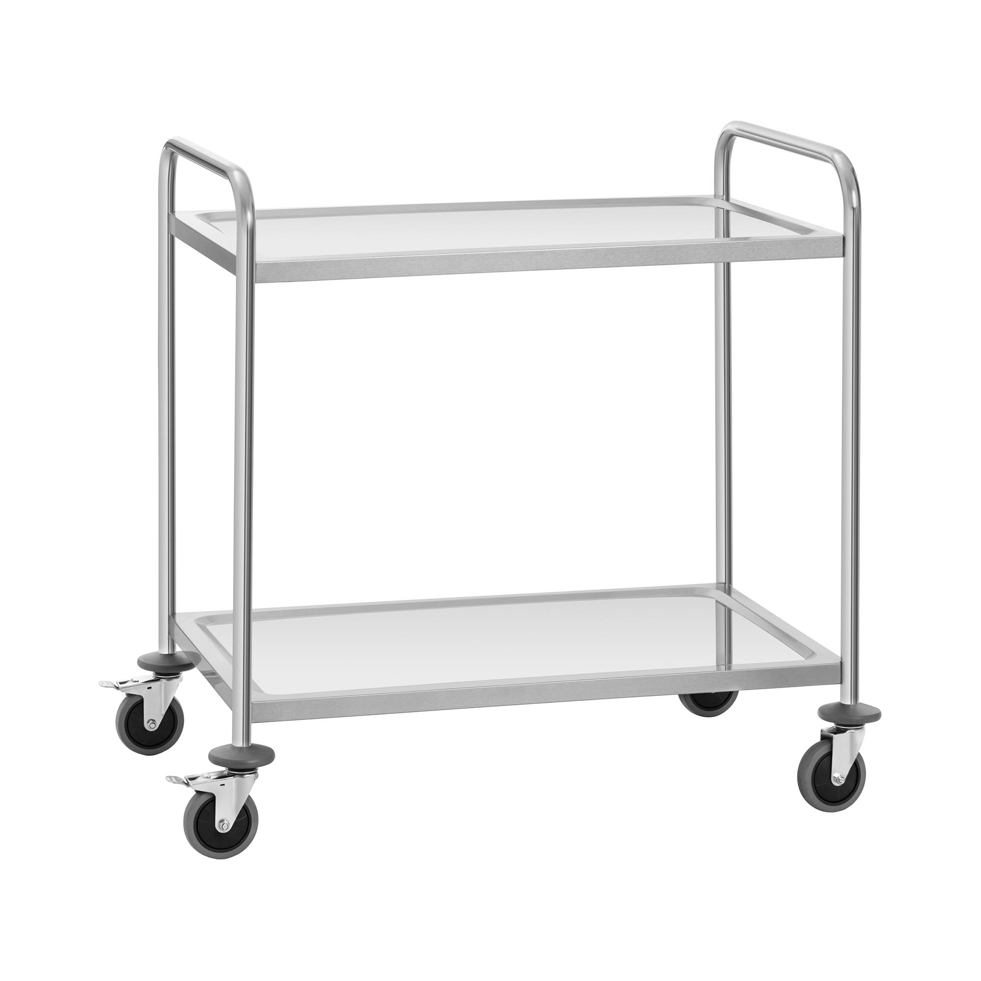 Servierwagen - Edelstahl - 2 Borde - Ablagen: 84 x 52 cm - 300 kg - Royal Catering RCSW-2SQ1