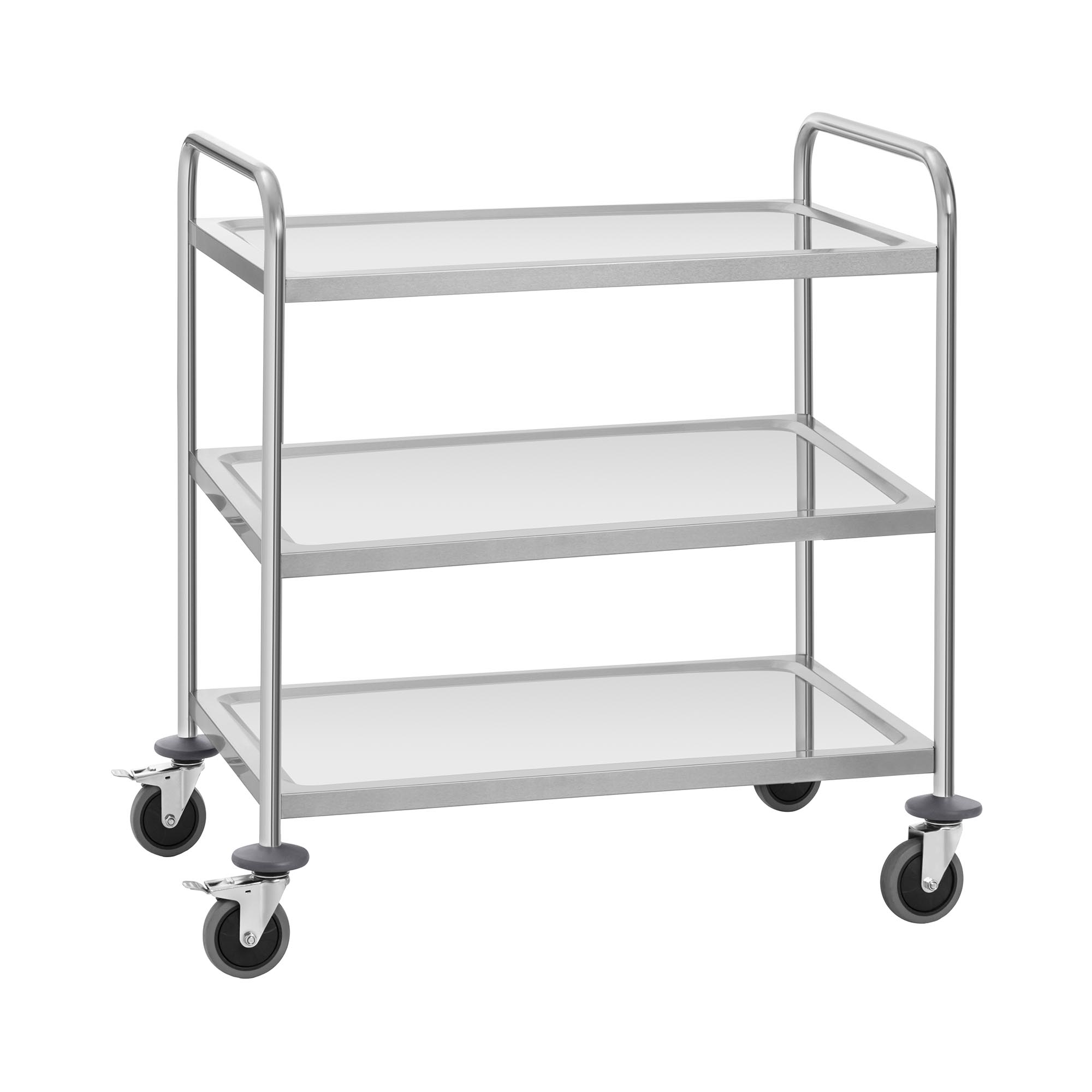 Servierwagen - Edelstahl - 3 Borde - Ablagen: 80 x 45 cm - 300 kg - Royal Catering RCSW-3SQ2