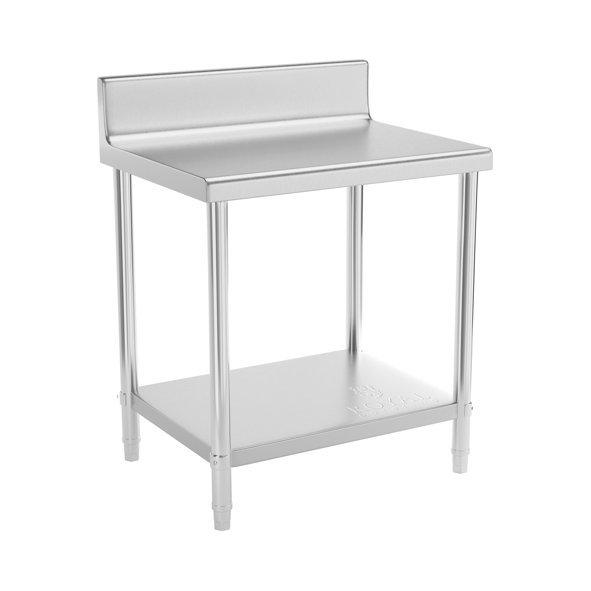RVS werktafel - ECO - 80 x 60 cm - 190 kg - achterwand - Royal Catering