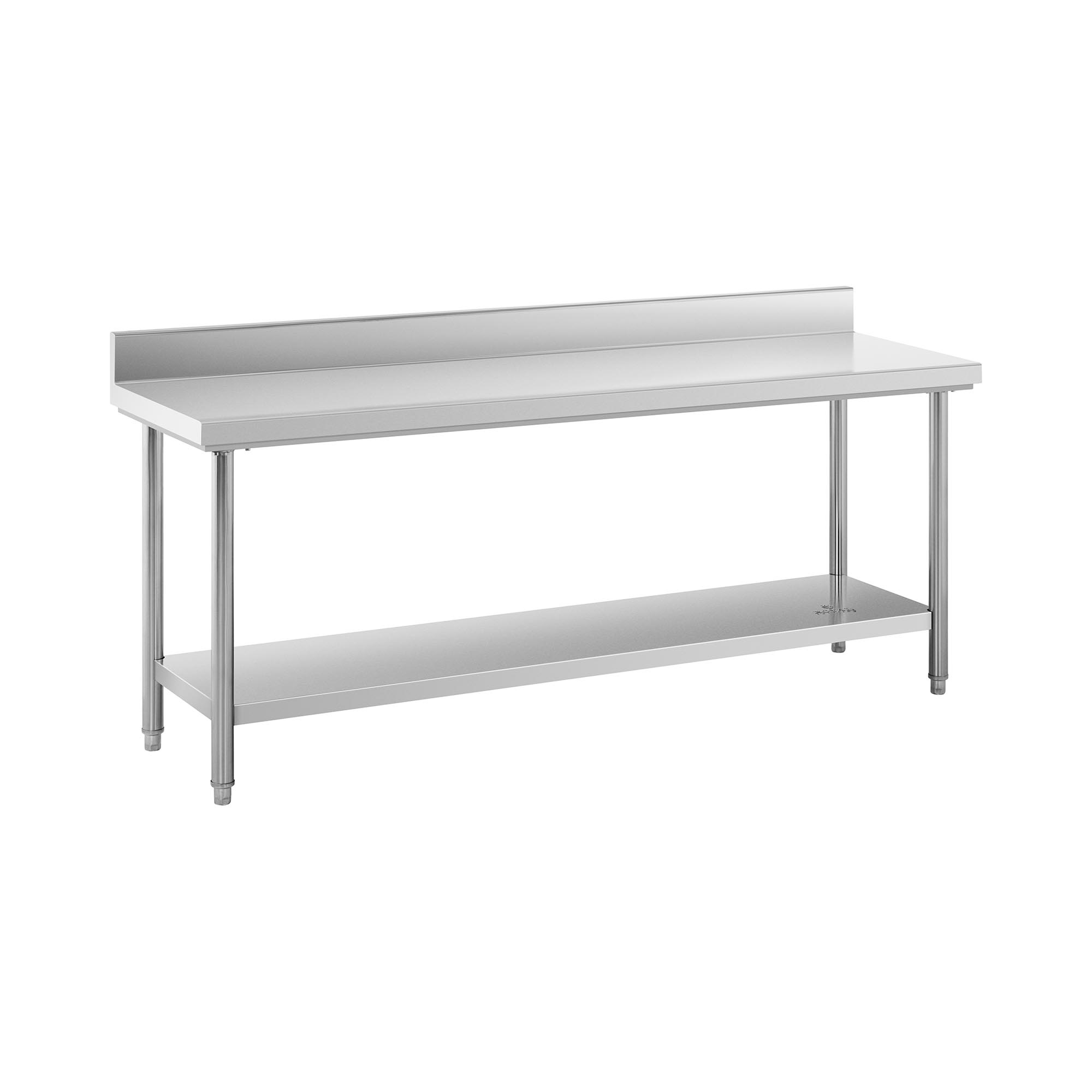 Edelstahl-Arbeitstisch - ECO - 200 x 60 cm - 160 kg - Aufkantung - Royal Catering RCWT-200X60EB