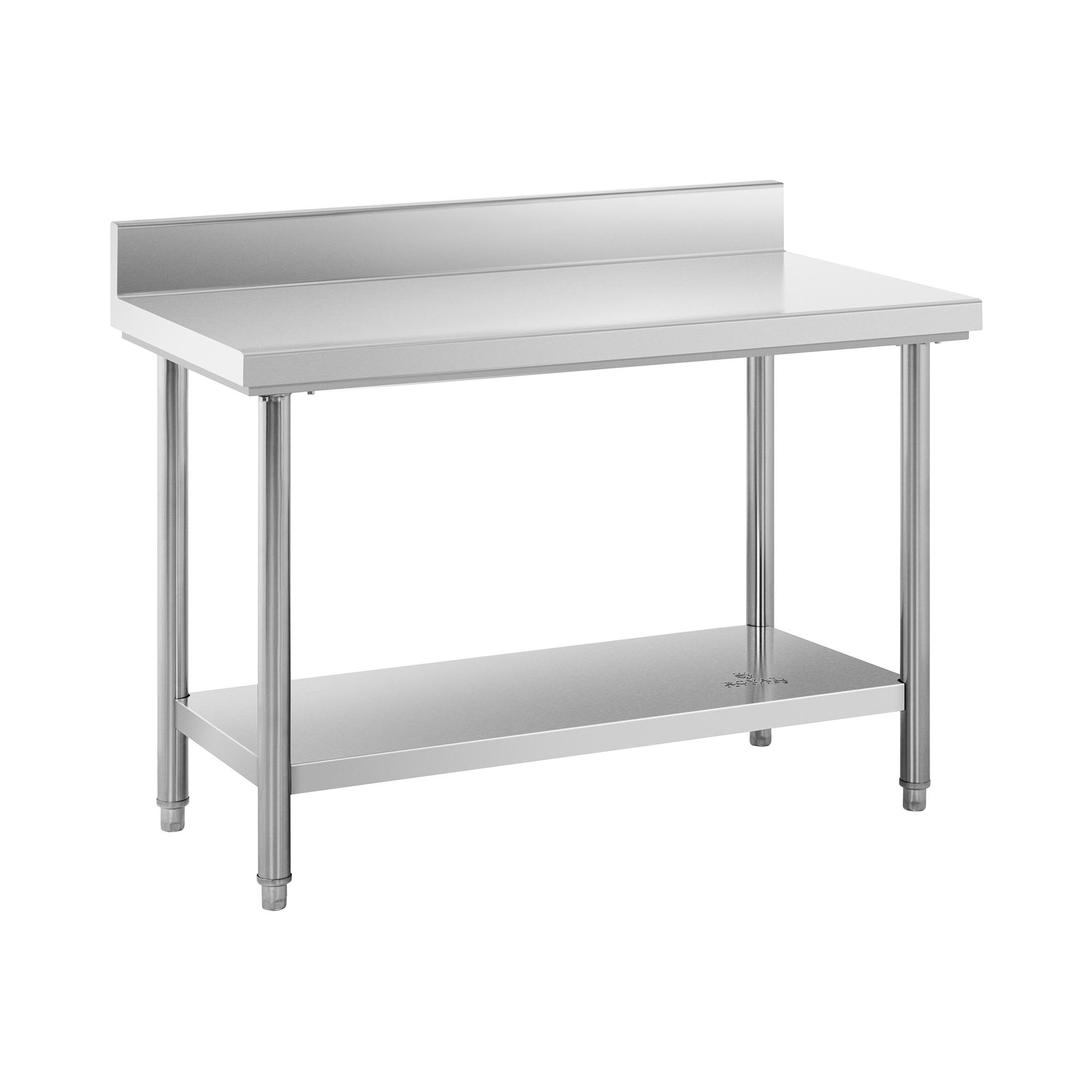 Edelstahl-Arbeitstisch - ECO - 120 x 60 cm - 137 kg - Aufkantung - Royal Catering RCWT-120X60SB