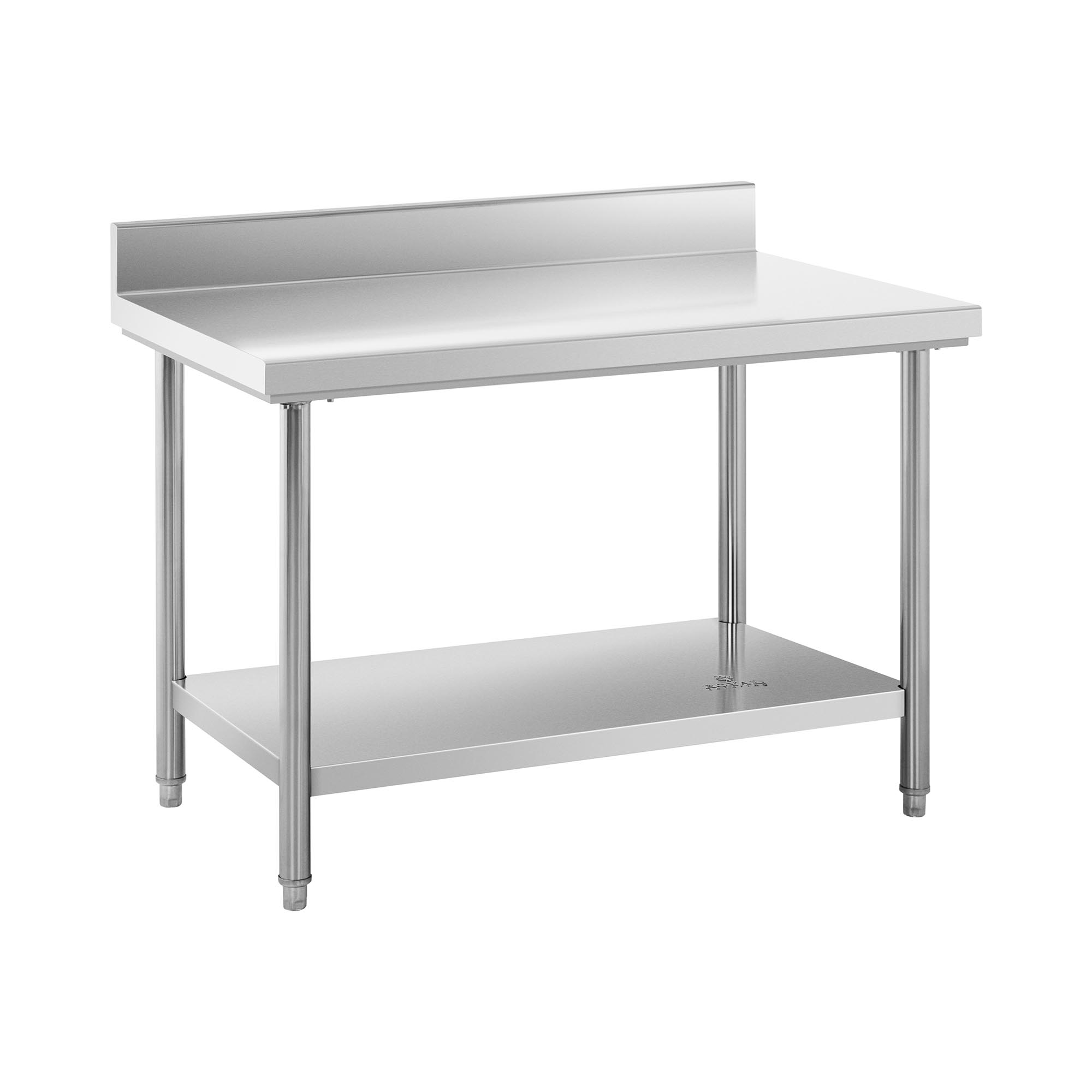 Edelstahl-Arbeitstisch - ECO - 120 x 70 cm - 143 kg - Aufkantung - Royal Catering RCWT-120X70SB