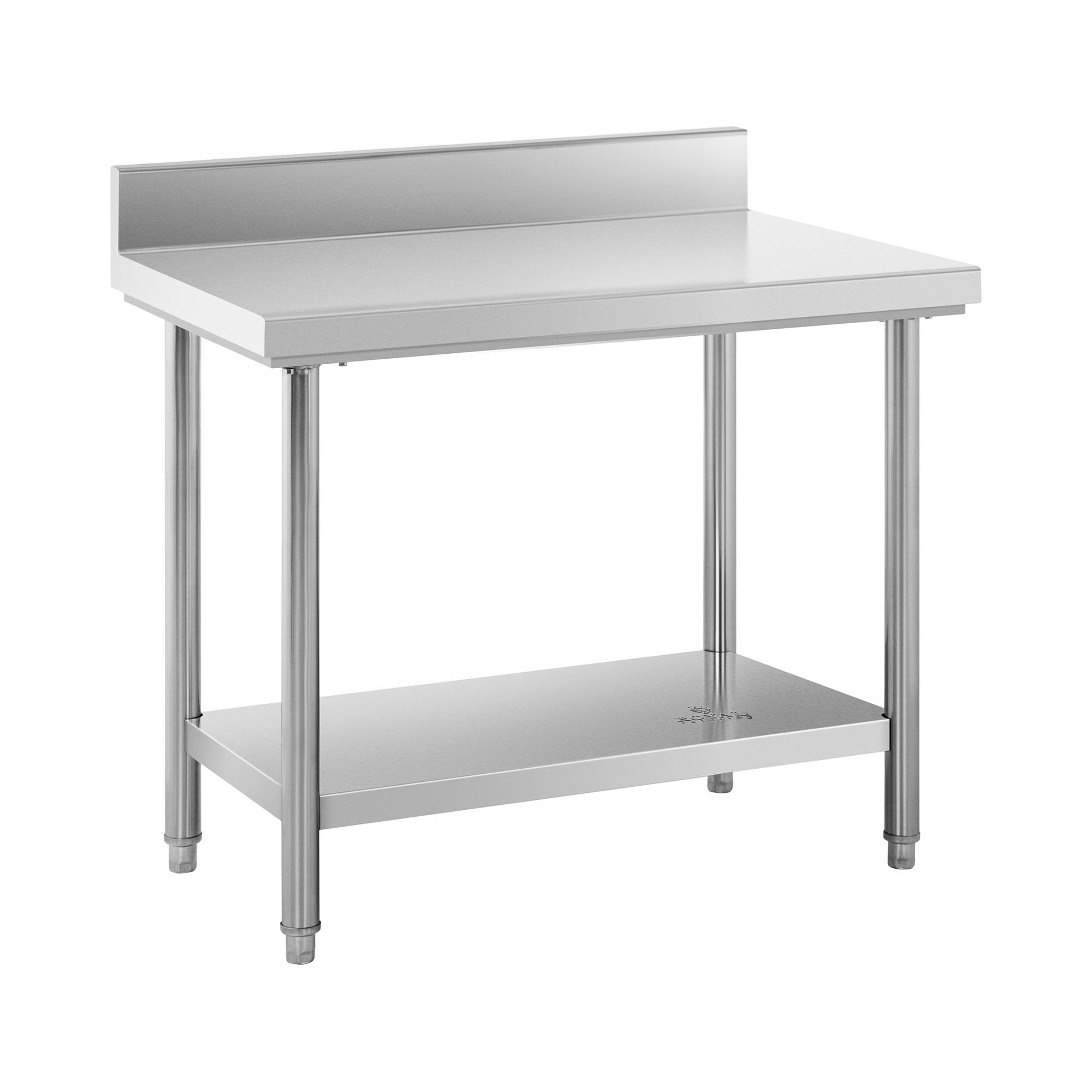 Edelstahl-Arbeitstisch - ECO - 100 x 60 cm - 114 kg - Aufkantung - Royal Catering RCWT-100X60SB