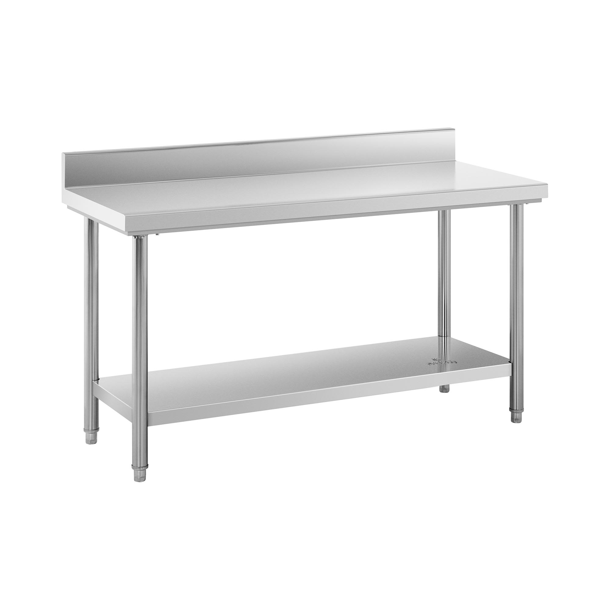 Edelstahl-Arbeitstisch - ECO - 150 x 60 cm - 400 kg - Aufkantung - Royal Catering RCWT-150X60SB