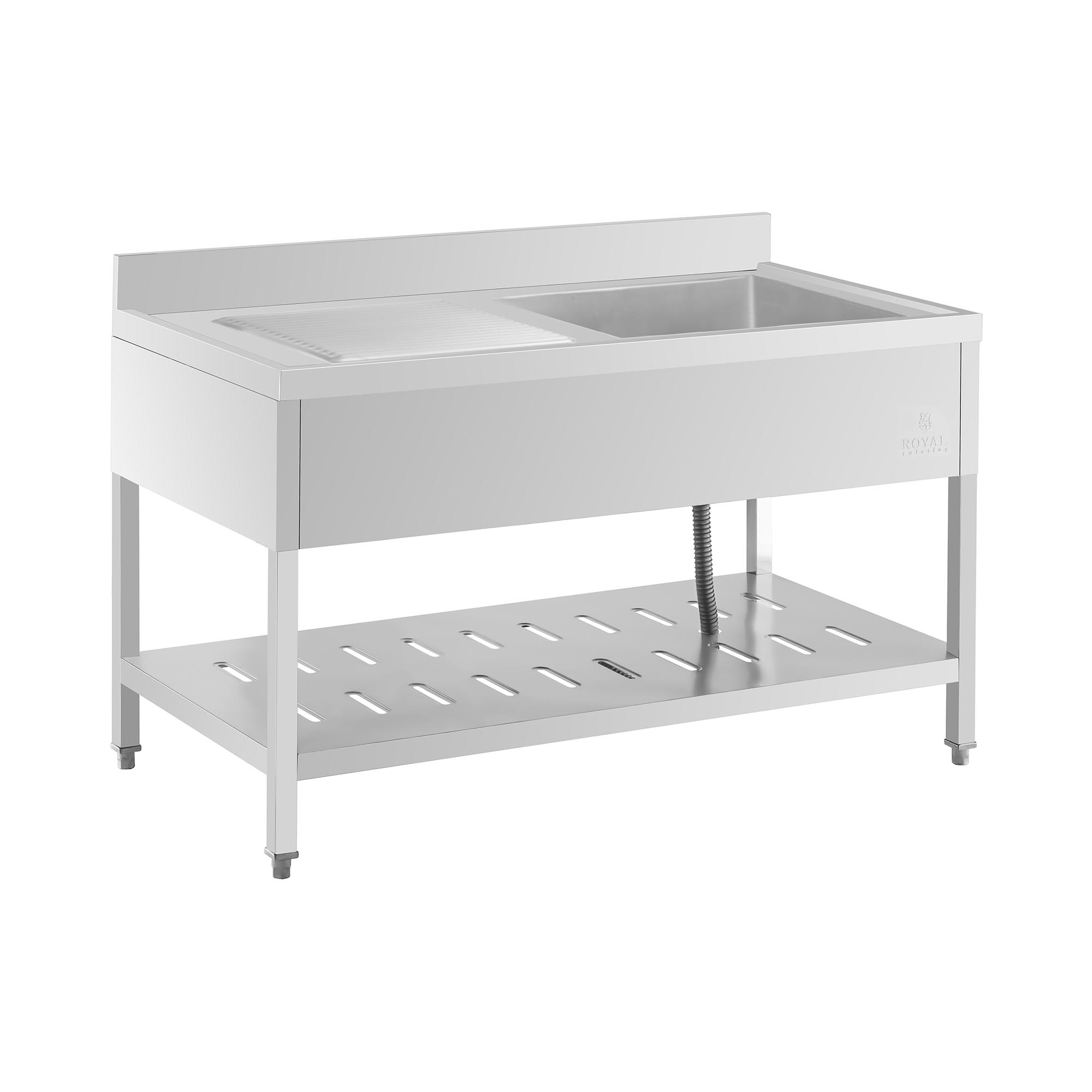 Spoelbak - 1 Wastafel - Royal Catering - Roestvrij staal - 140 x 70 cm