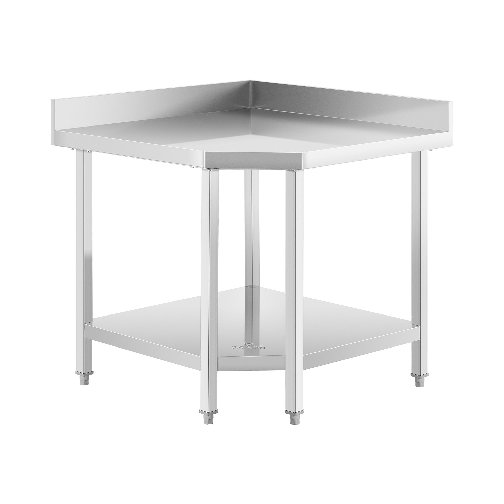 Stół narożny ze stali nierdzewnej - ECO - 90 x 70 cm - 300 kg - rant - Royal Catering