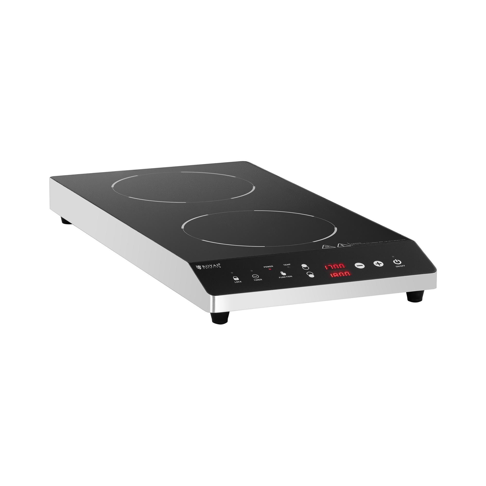 Inductiekookplaat - 2 x 22 cm - 60 tot 240 ° C - timer