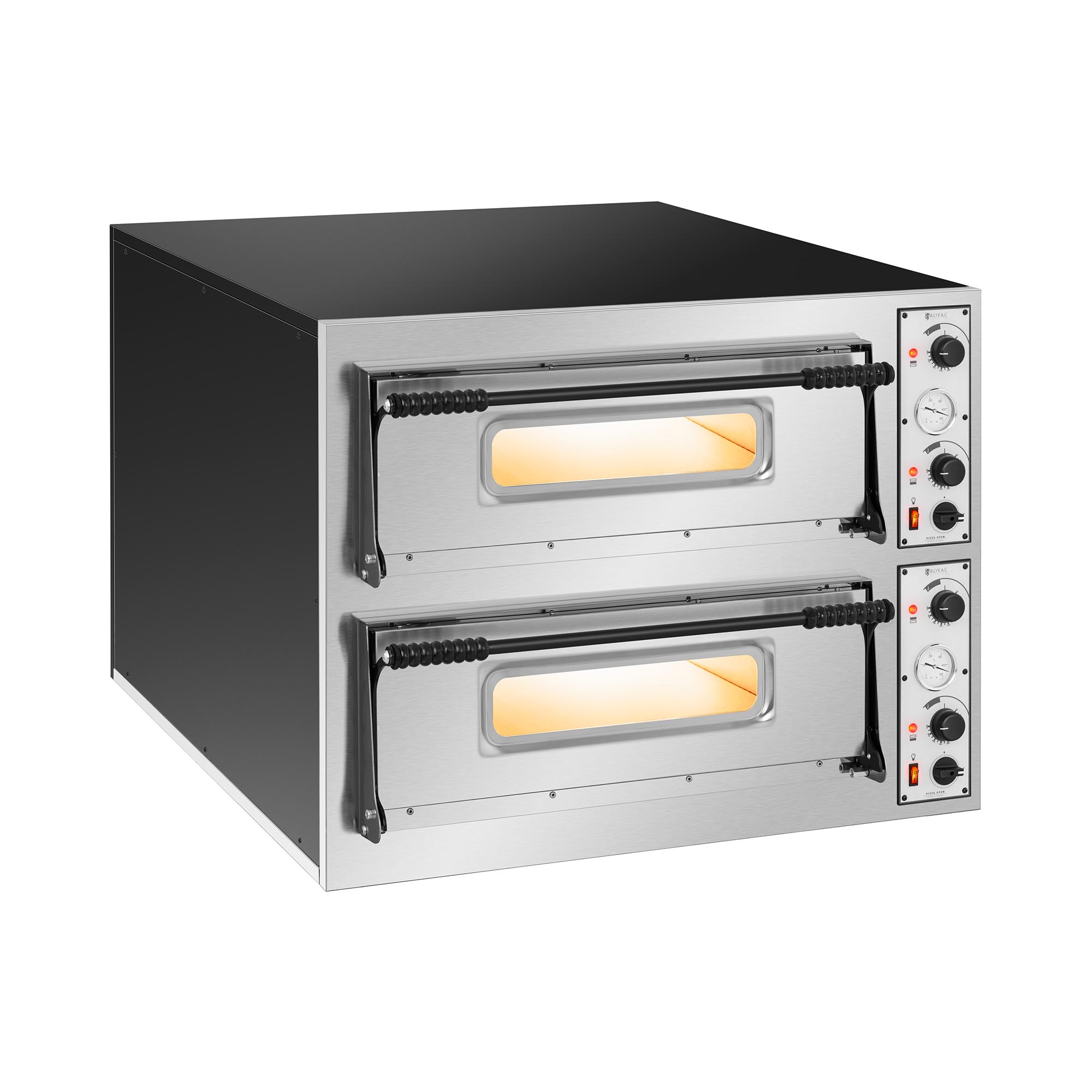 Elektromos pizzakemence - 6+6 x 32 cm - 2 kamra - 14 400 W - 230 V - manuális - Royal Catering