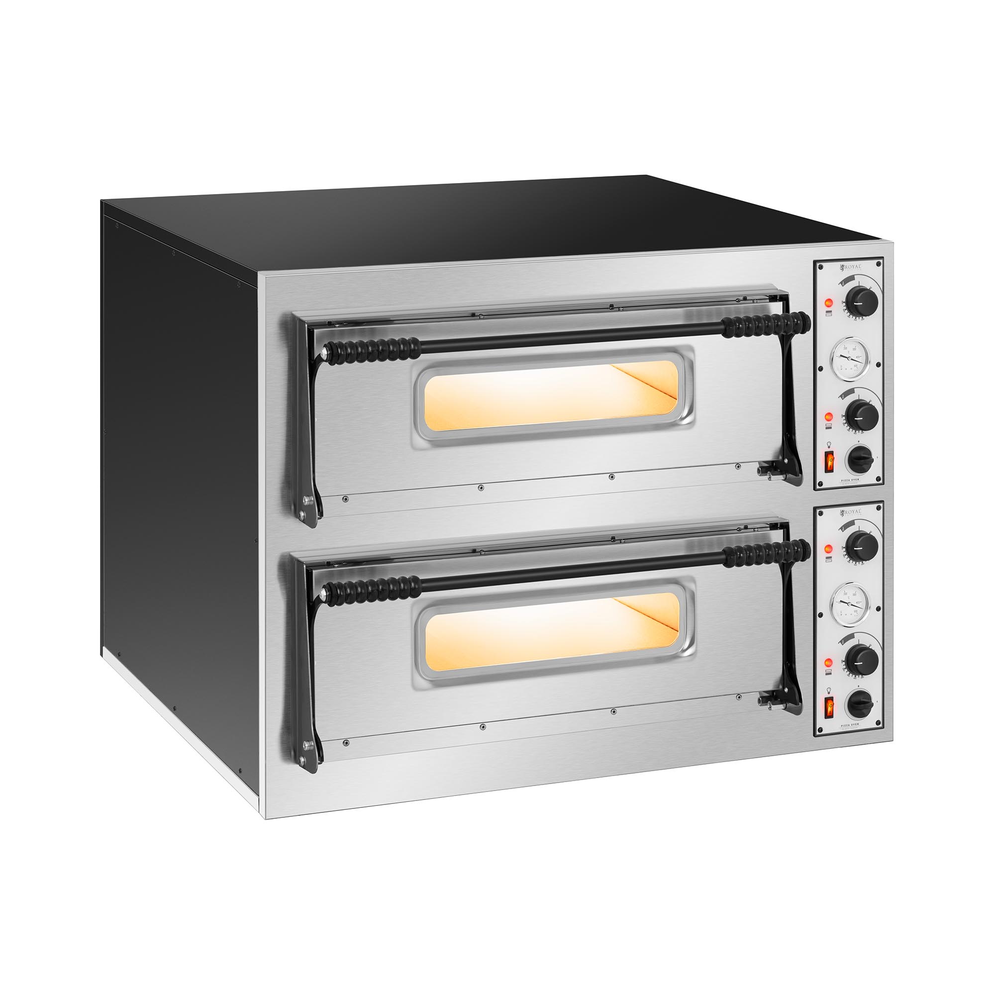 Pizzakemence - 1+1 x 32 cm - 2 kamra - 9400 W - 400 V - manuális - Royal Catering