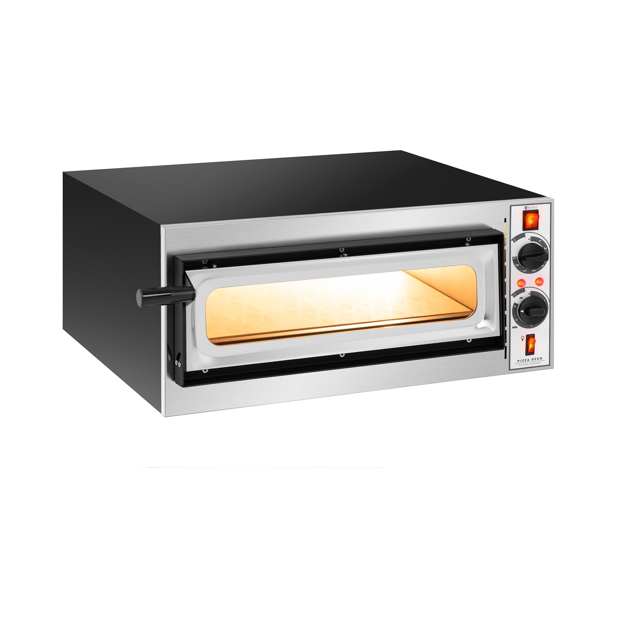 Pizzakemence - 1 x 32 cm - 1 kamra - 1600 W - 400 V - manuális - üvegajtók - Royal Catering