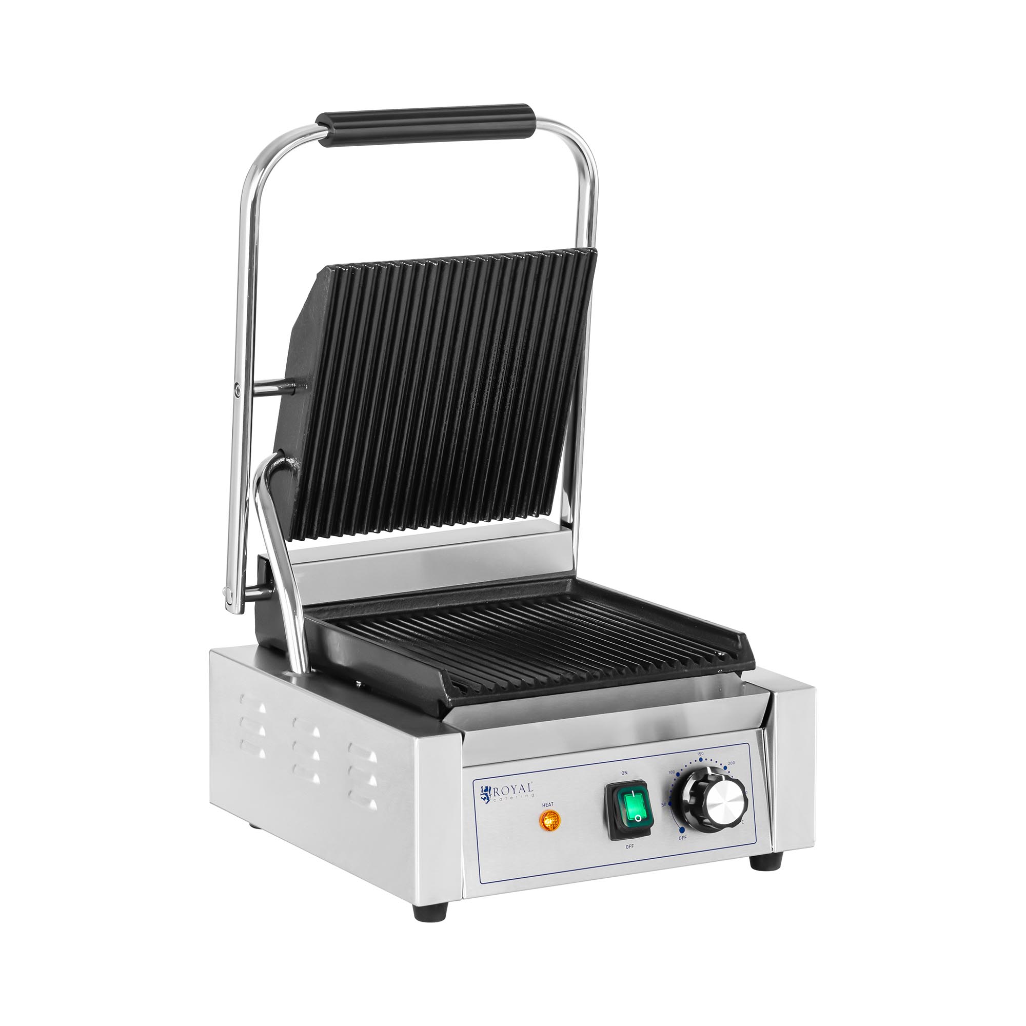 Royal Catering Kontaktgrill - 1.800 W - geriffelt RCPKG-1800-R