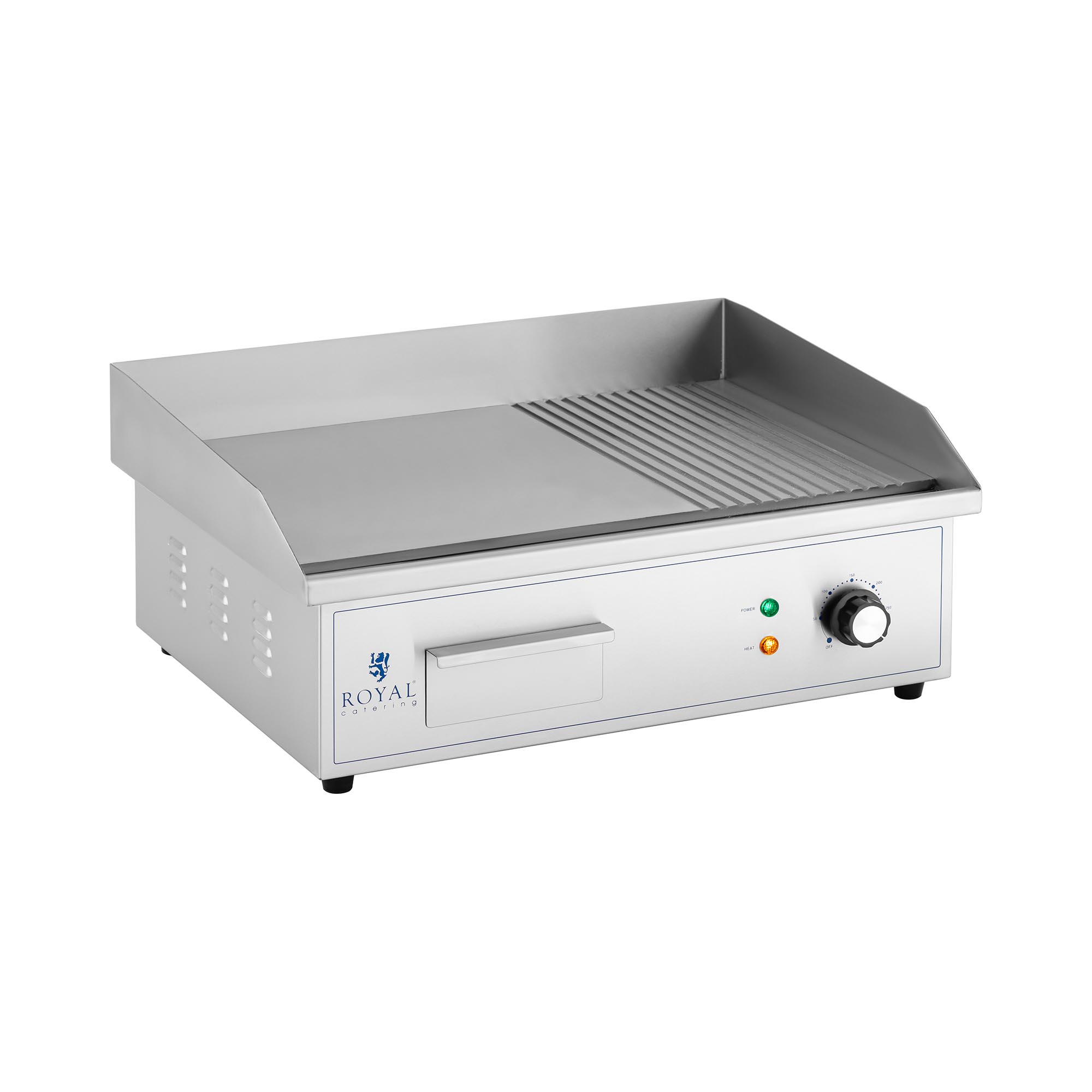 Royal Catering Elektro Grillplatte - 548 x 350 mm - Ribber + Flat - 3.000 W RCPG42-M