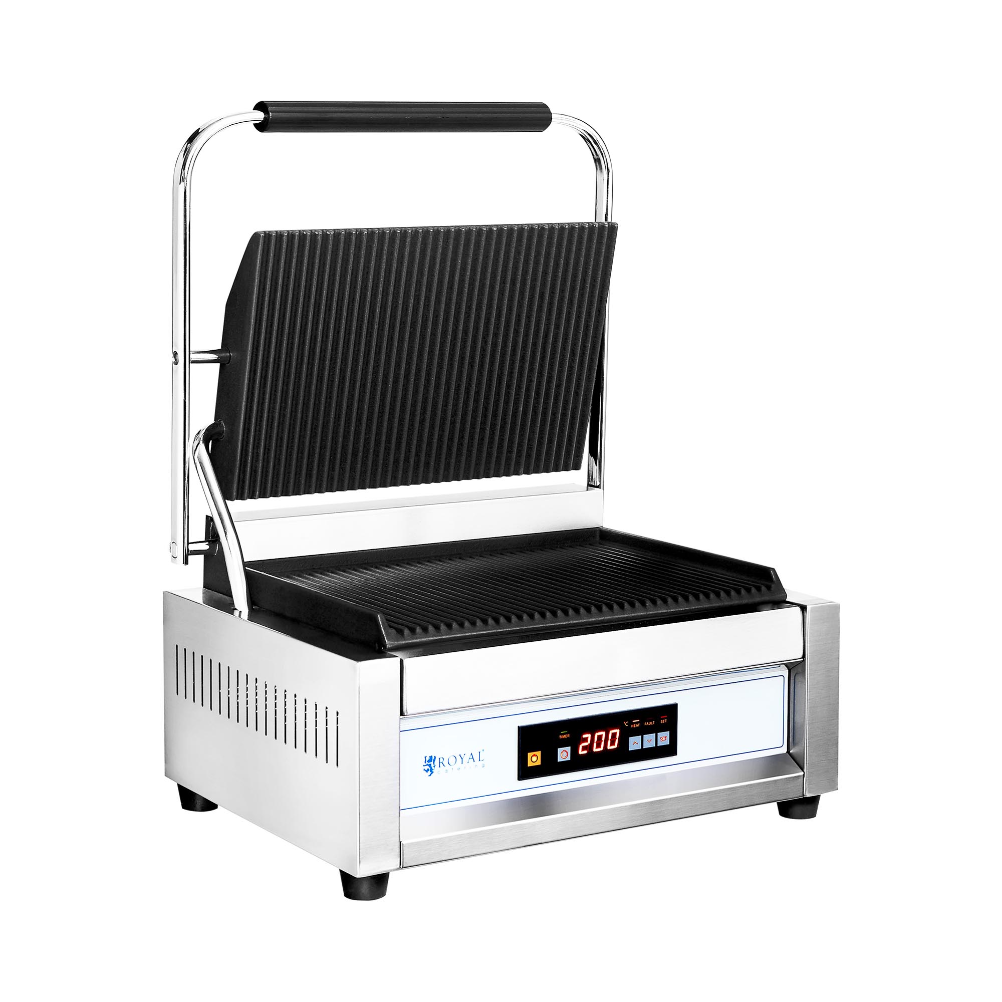 Kontaktgrill - 2,200 W - Royal Catering - große Platte - geriffelt RC-C301