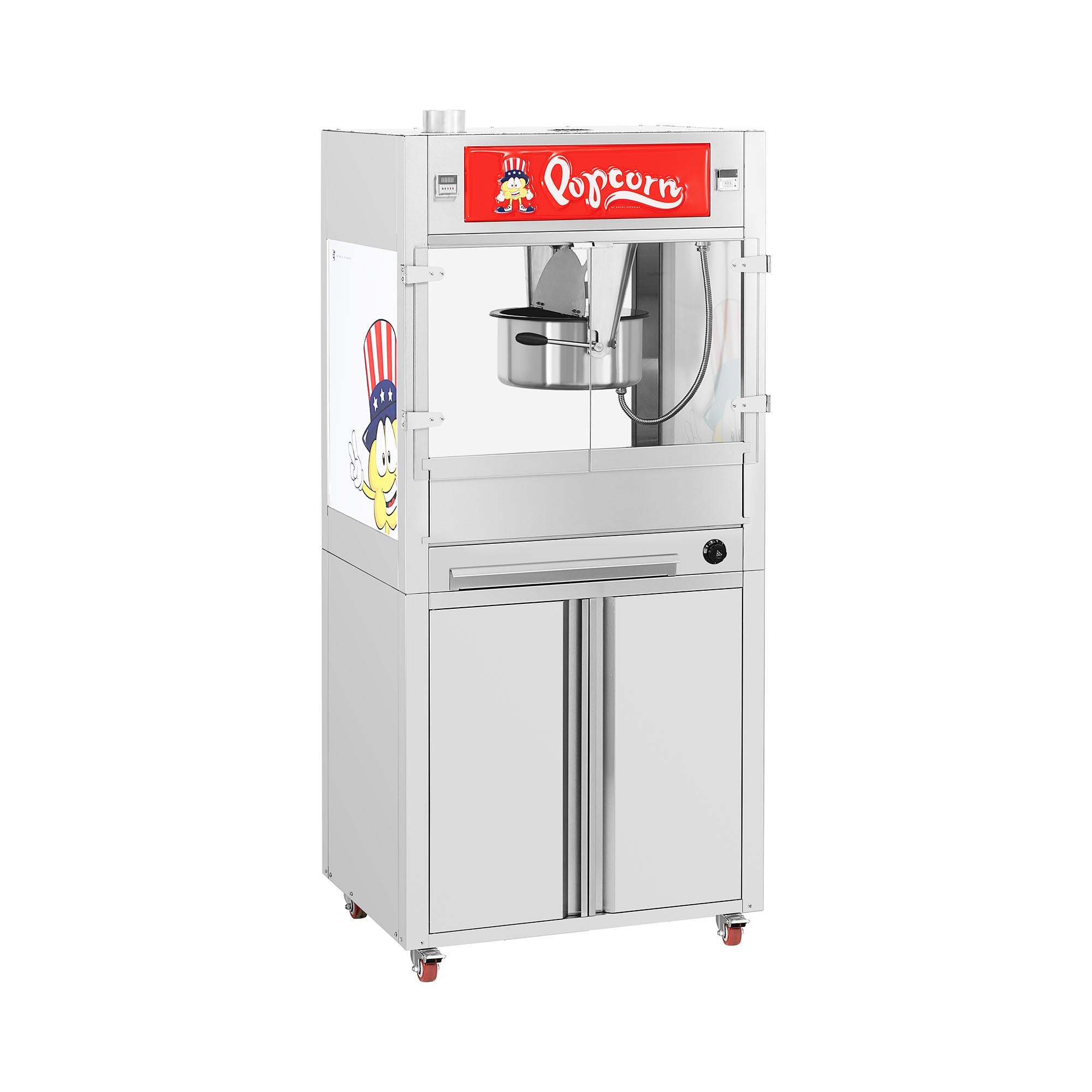 Popcornmaschine - mit Unterschrank auf Rädern - Royal Catering - groß