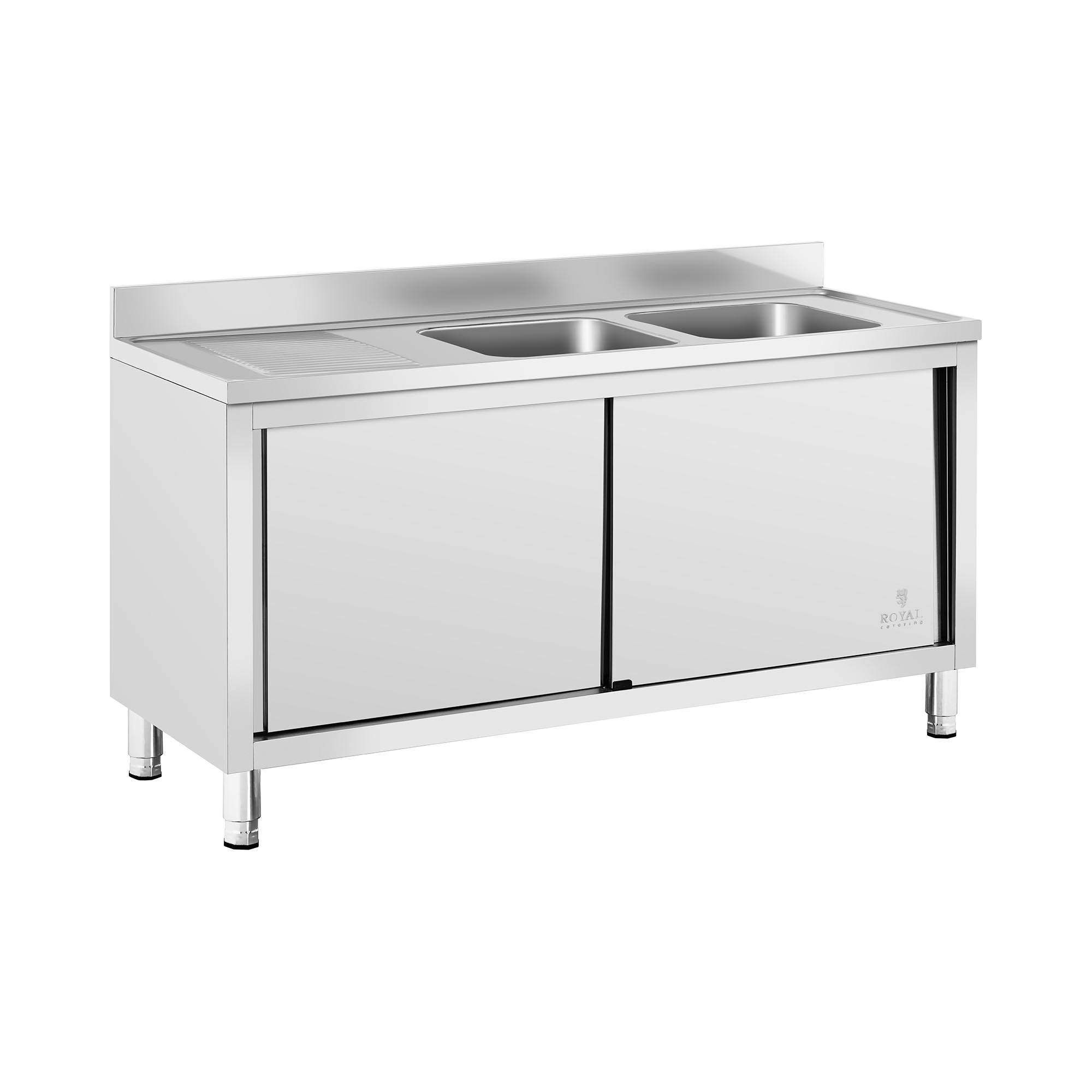 Wastafel kast - 2 Basin - Royal Catering - Roestvrij staal - 400 x 400 x 250 mm