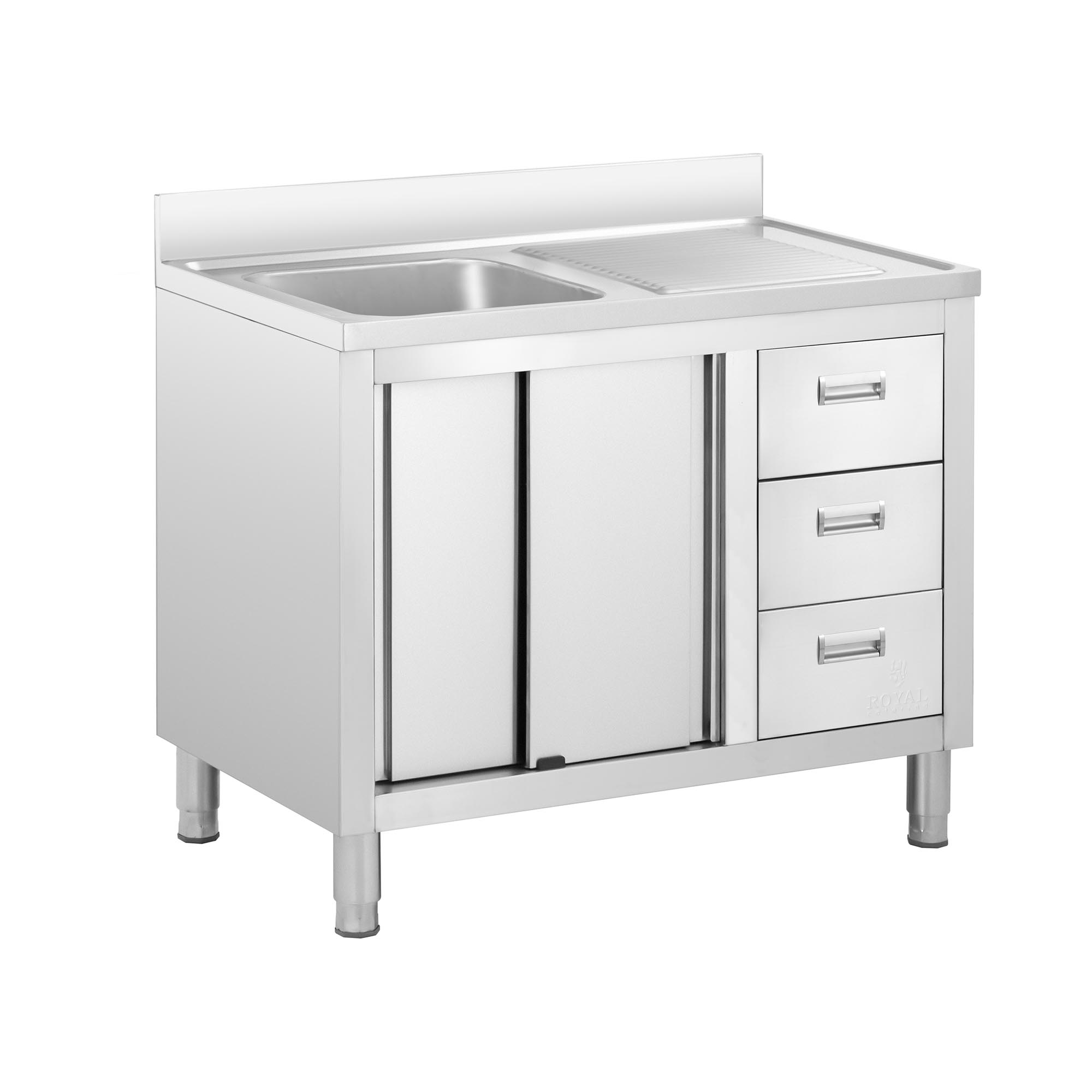 Wastafel kast - 1 Basin - Royal Catering - Roestvrij staal - 400 x 400 x 300 mm