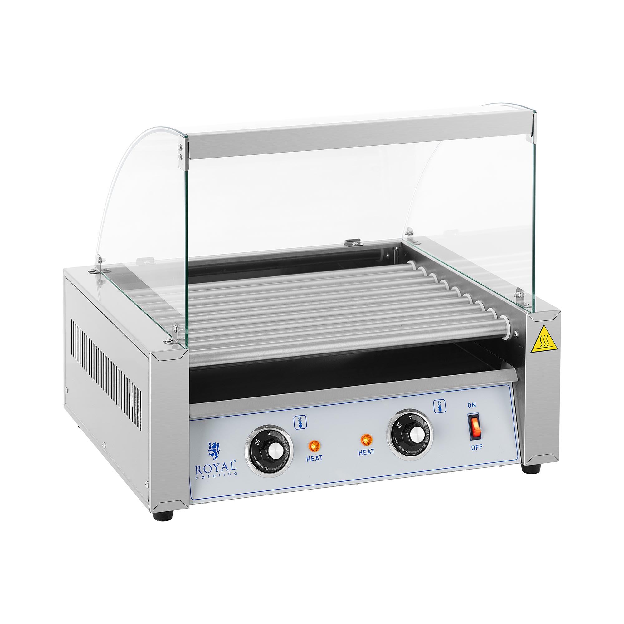 Royal Catering Hotdog-grill - 9 Rollen -  - roestvrij staal - Dekking