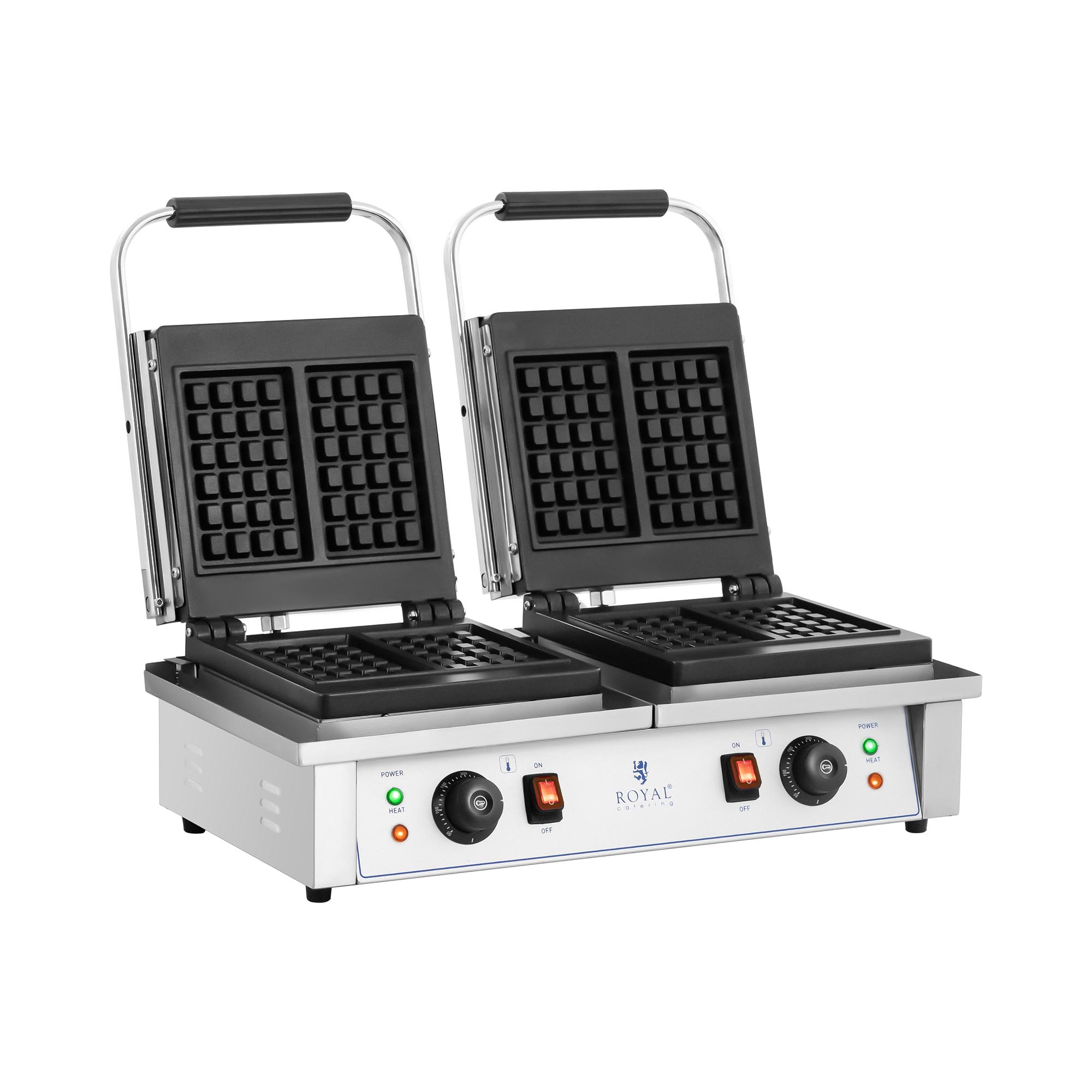 Doppel-Waffeleisen - belgische Waffeln - Royal Catering - 2 x 2,000 W RC-WM201