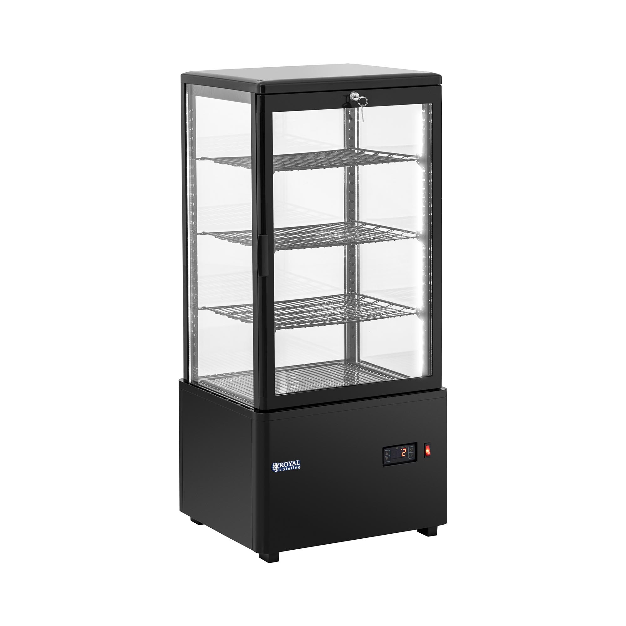 Koelvitrine - 78 L - Royal Catering - 4 niveaus - zwart - afsluitbaar