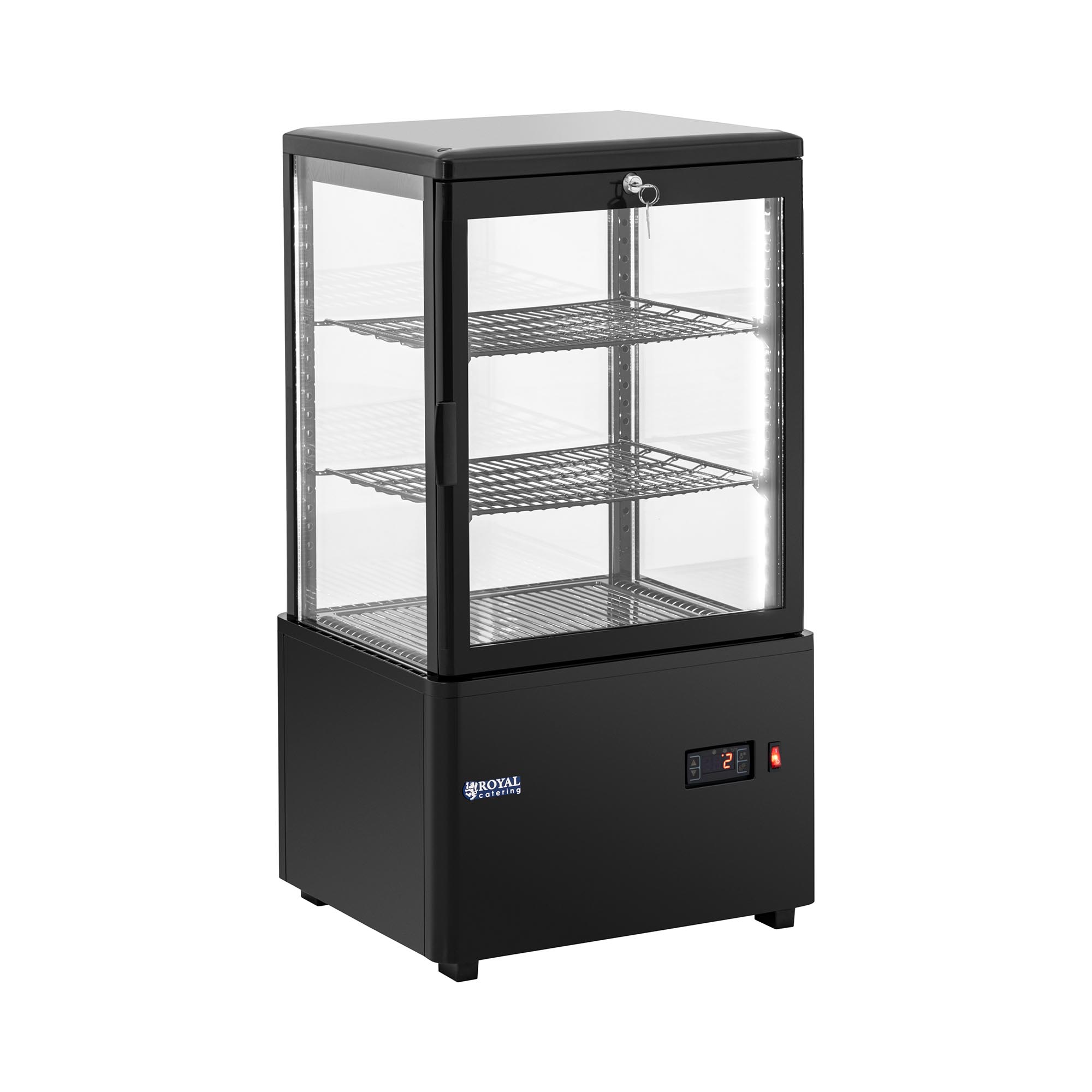 Koelvitrine - 58 L - Royal Catering - 3 niveaus - zwart - afsluitbaar