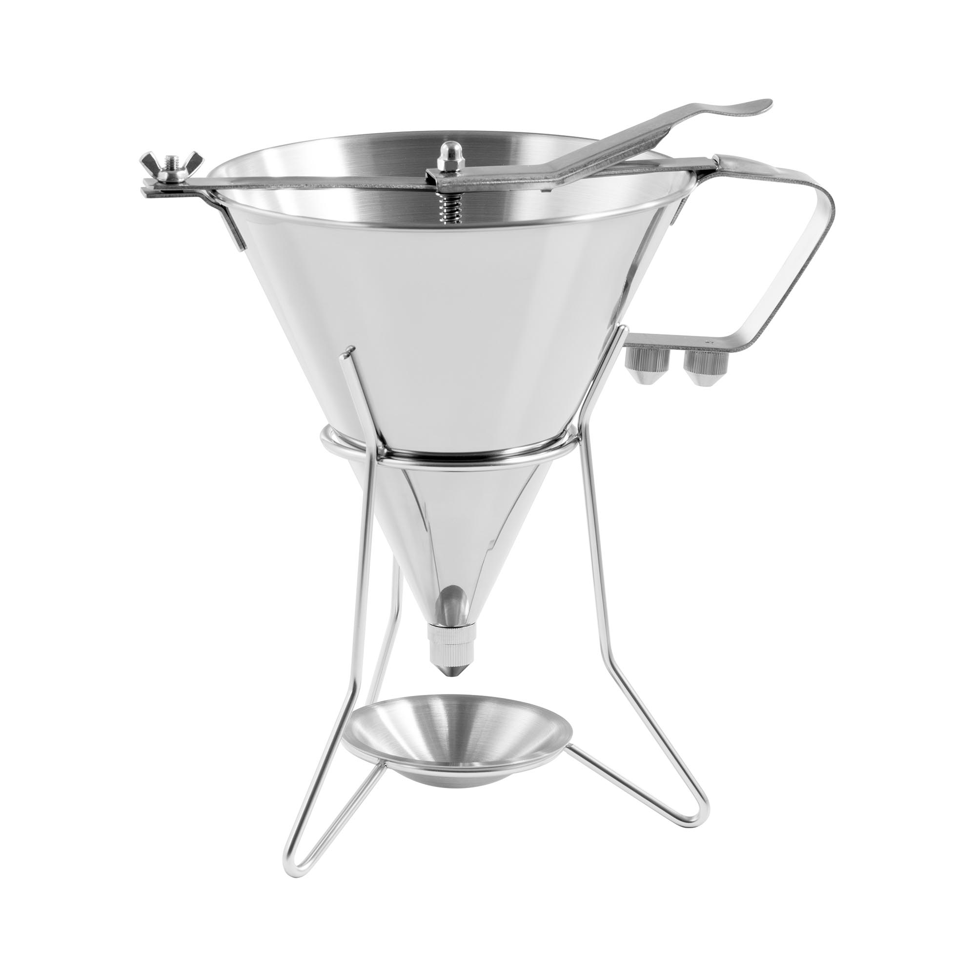 Trechter - 1.8 L - roestvrij staal - 3 vultips - standaard met lekbak