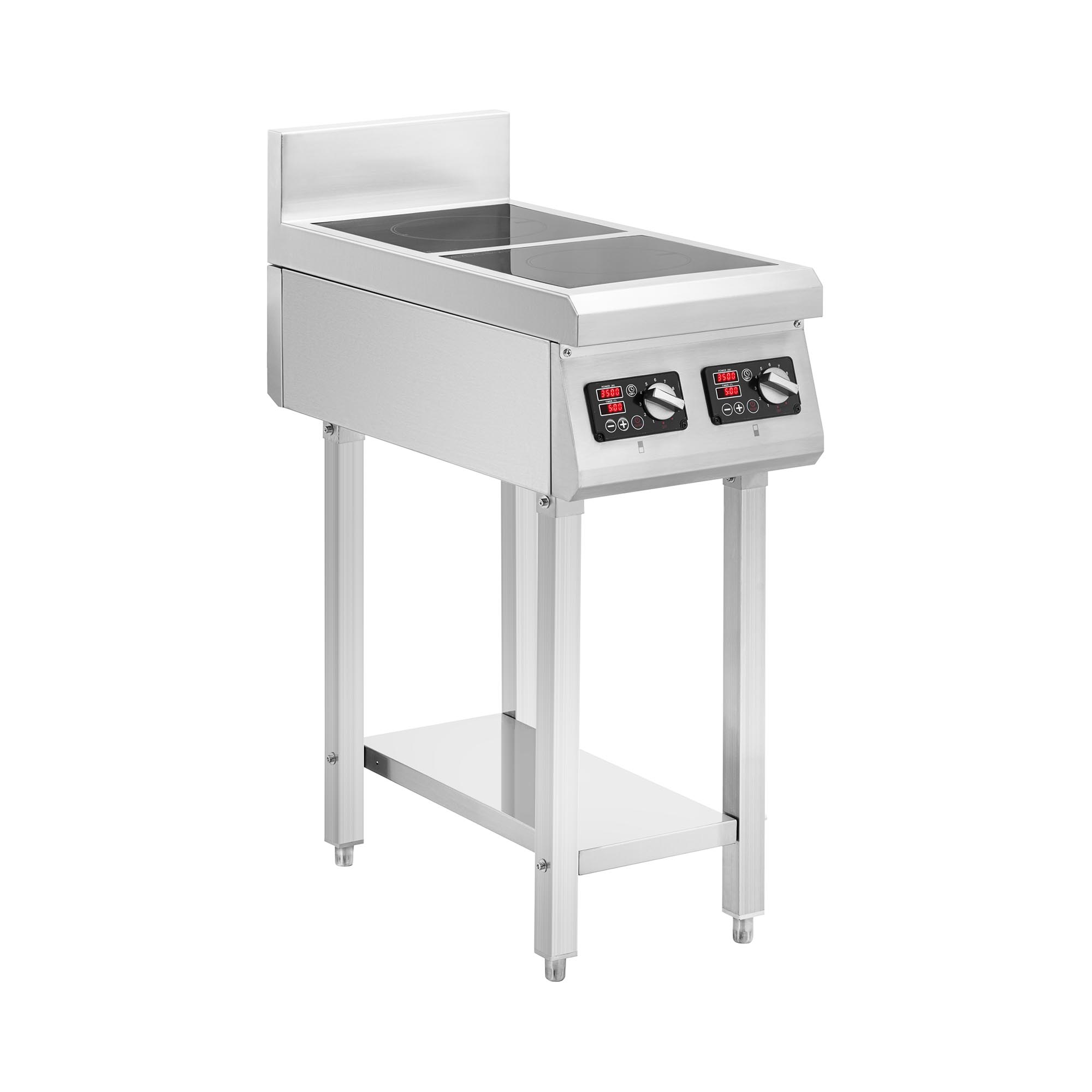 Inductieplaat met bodem - 2 x 20 cm - 10 niveaus - timer - Royal Catering