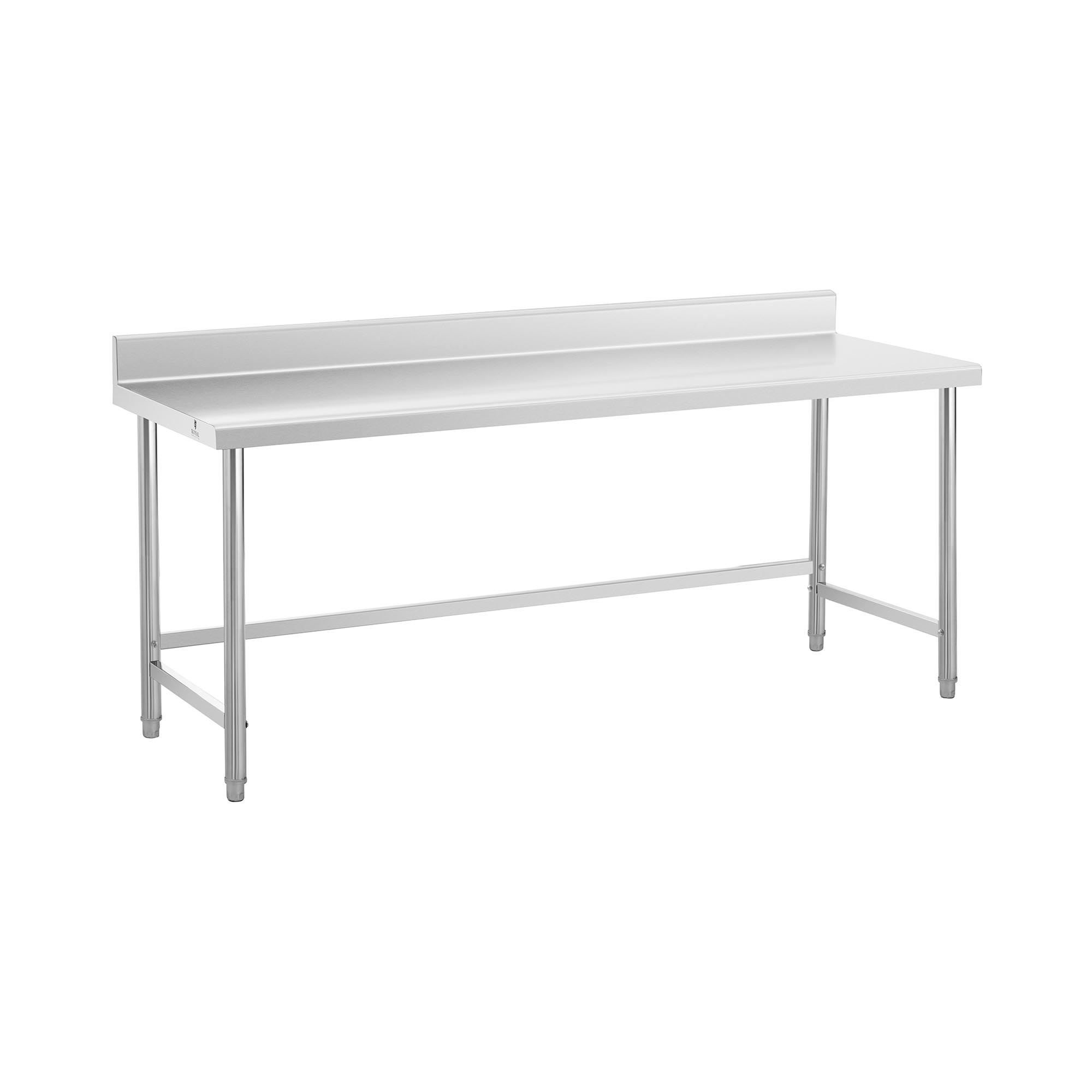 Edelstahl-Arbeitstisch - ECO - 200 x 70 cm - 95 kg - Aufkantung - Royal Catering RCAT-200/70-SPS