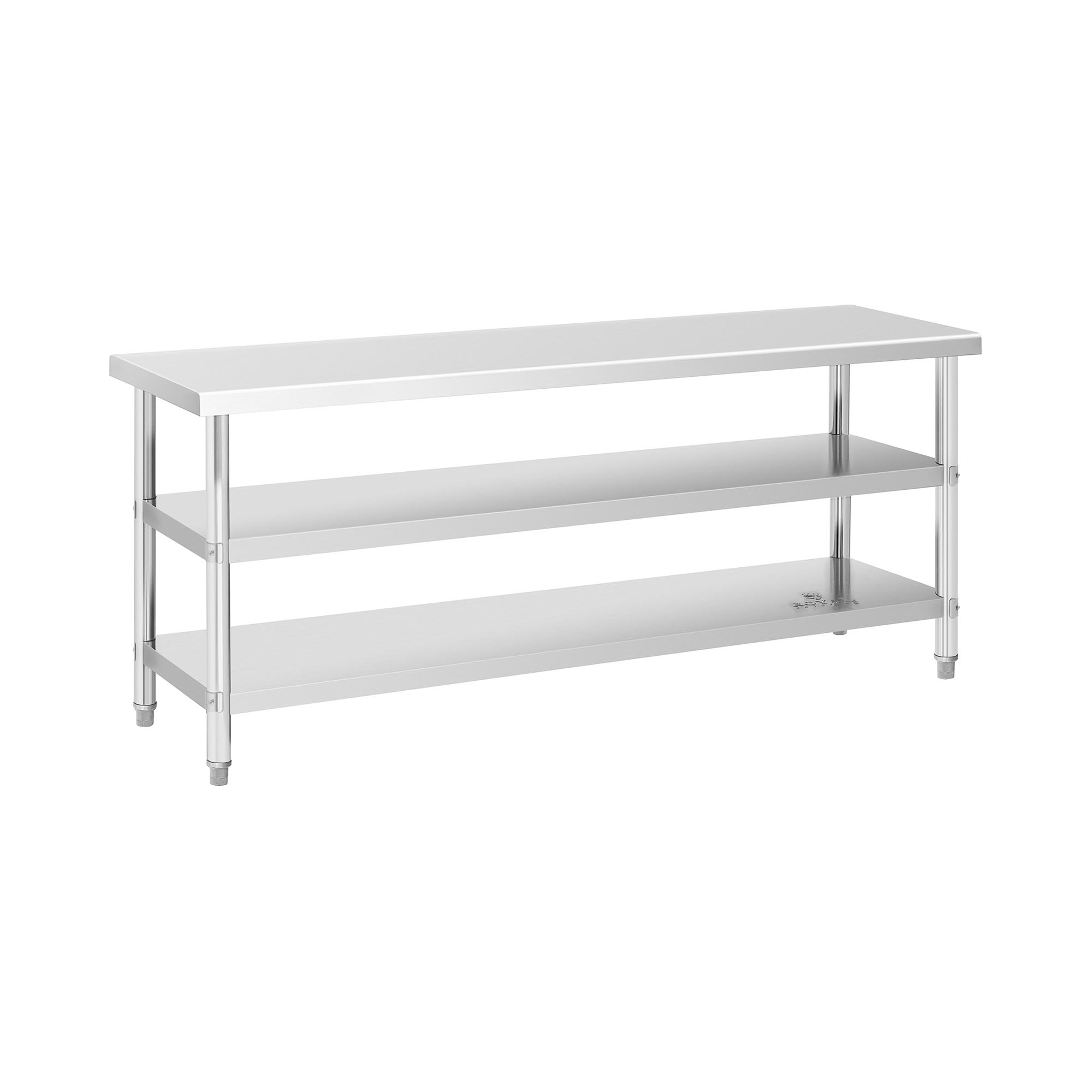 Edelstahl-Arbeitstisch - ECO - 200 x 60 cm - 231 kg - Zwischenboden - Royal Catering RCAT-200/60-PS3SH