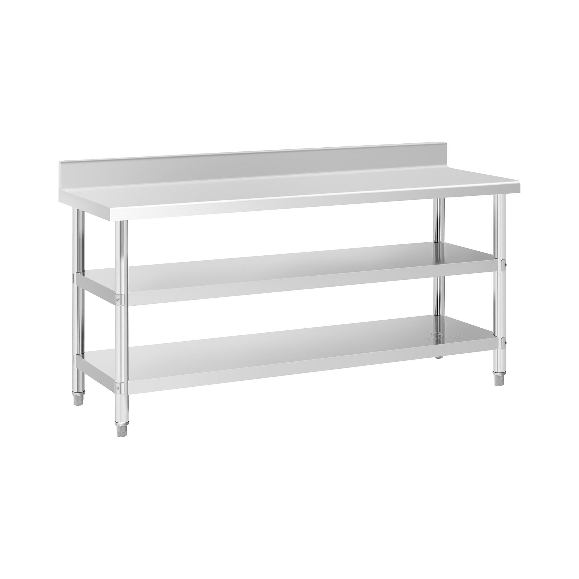 Edelstahl-Arbeitstisch - ECO - 180 x 60 cm - 226 kg - Zwischenboden - Royal Catering RCAT-180/60-SPS3SH